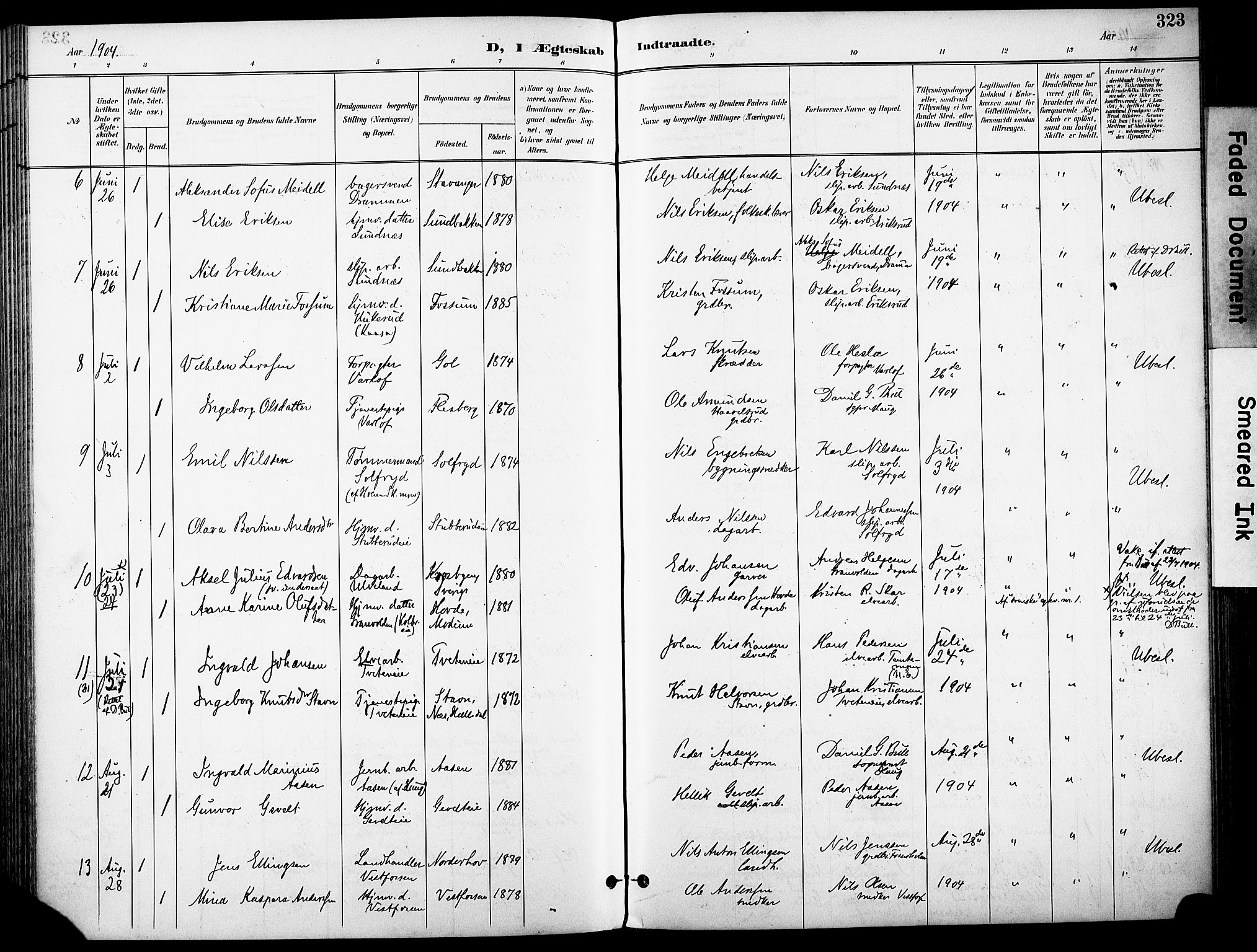 Eiker kirkebøker, SAKO/A-4/F/Fb/L0003: Parish register (official) no. II 3, 1896-1942, p. 323