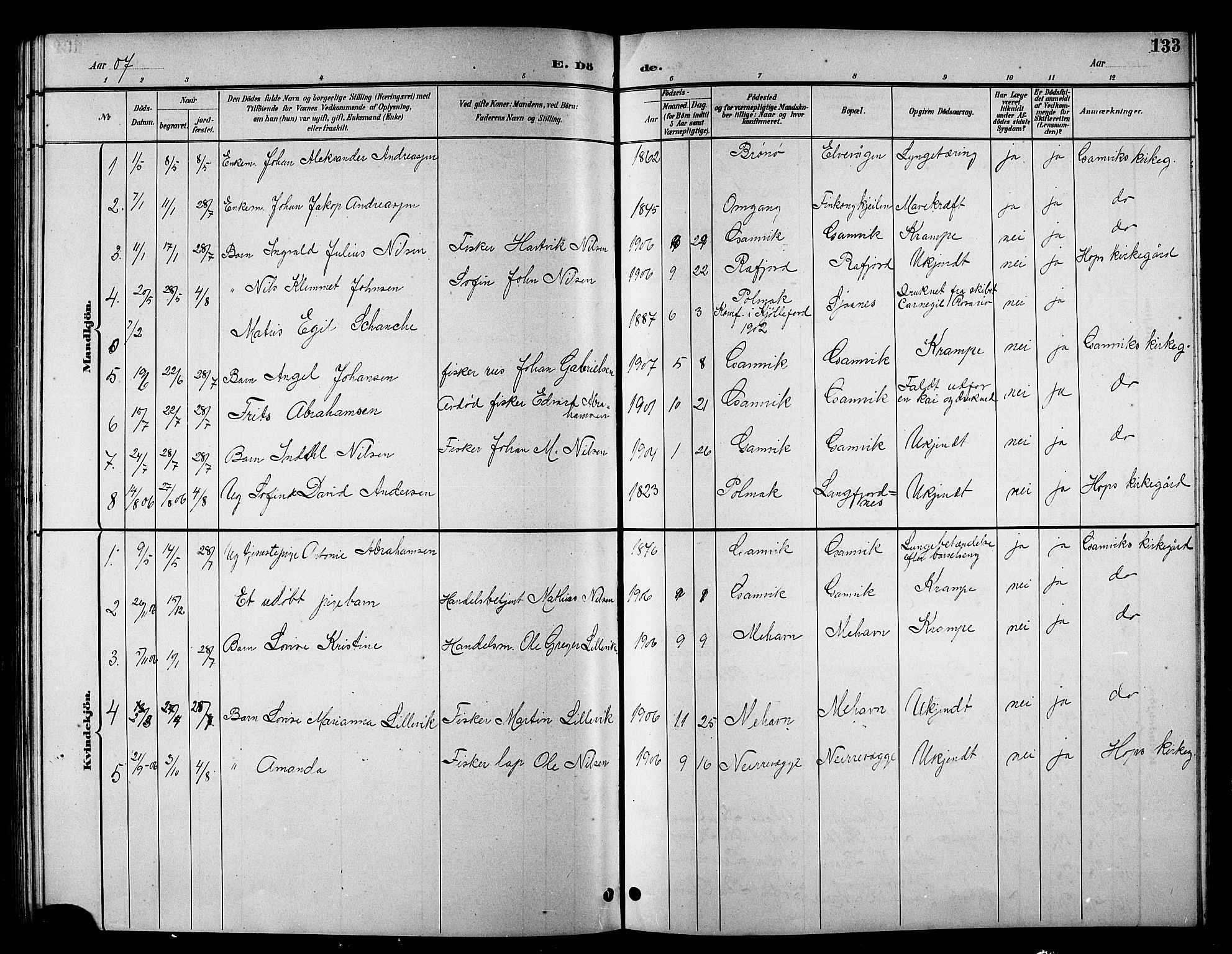 Tana sokneprestkontor, SATØ/S-1334/H/Hb/L0006klokker: Parish register (copy) no. 6, 1892-1909, p. 133