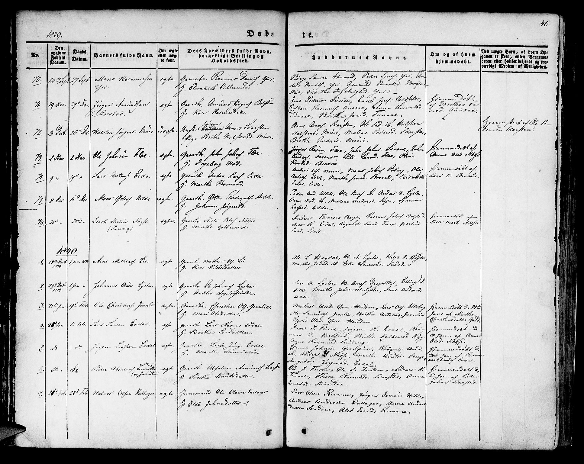 Innvik sokneprestembete, SAB/A-80501: Parish register (official) no. A 4I, 1831-1846, p. 46