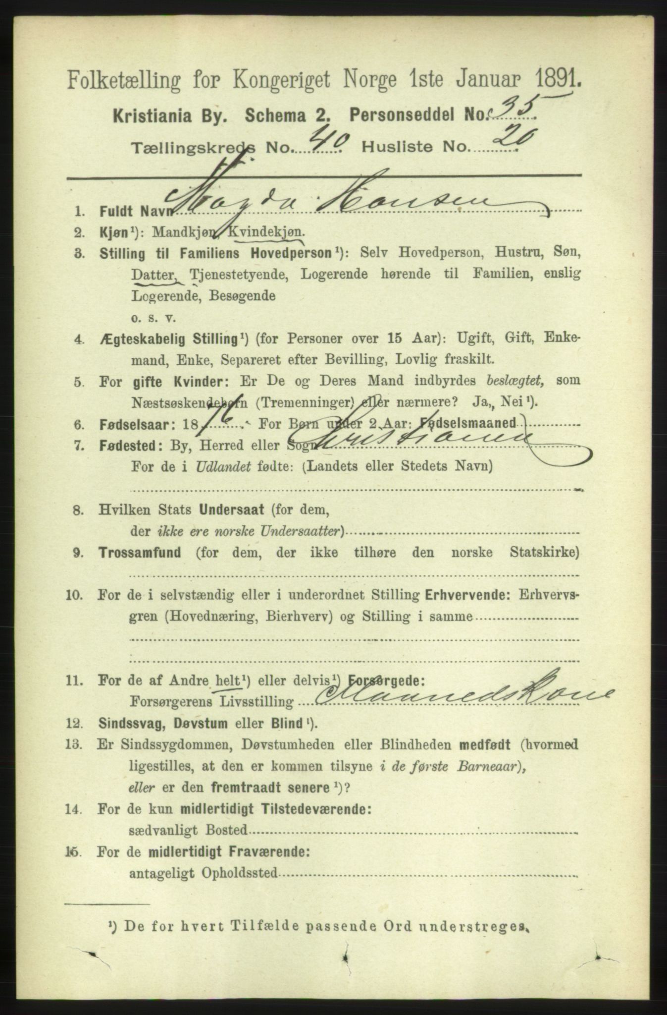 RA, 1891 census for 0301 Kristiania, 1891, p. 23474