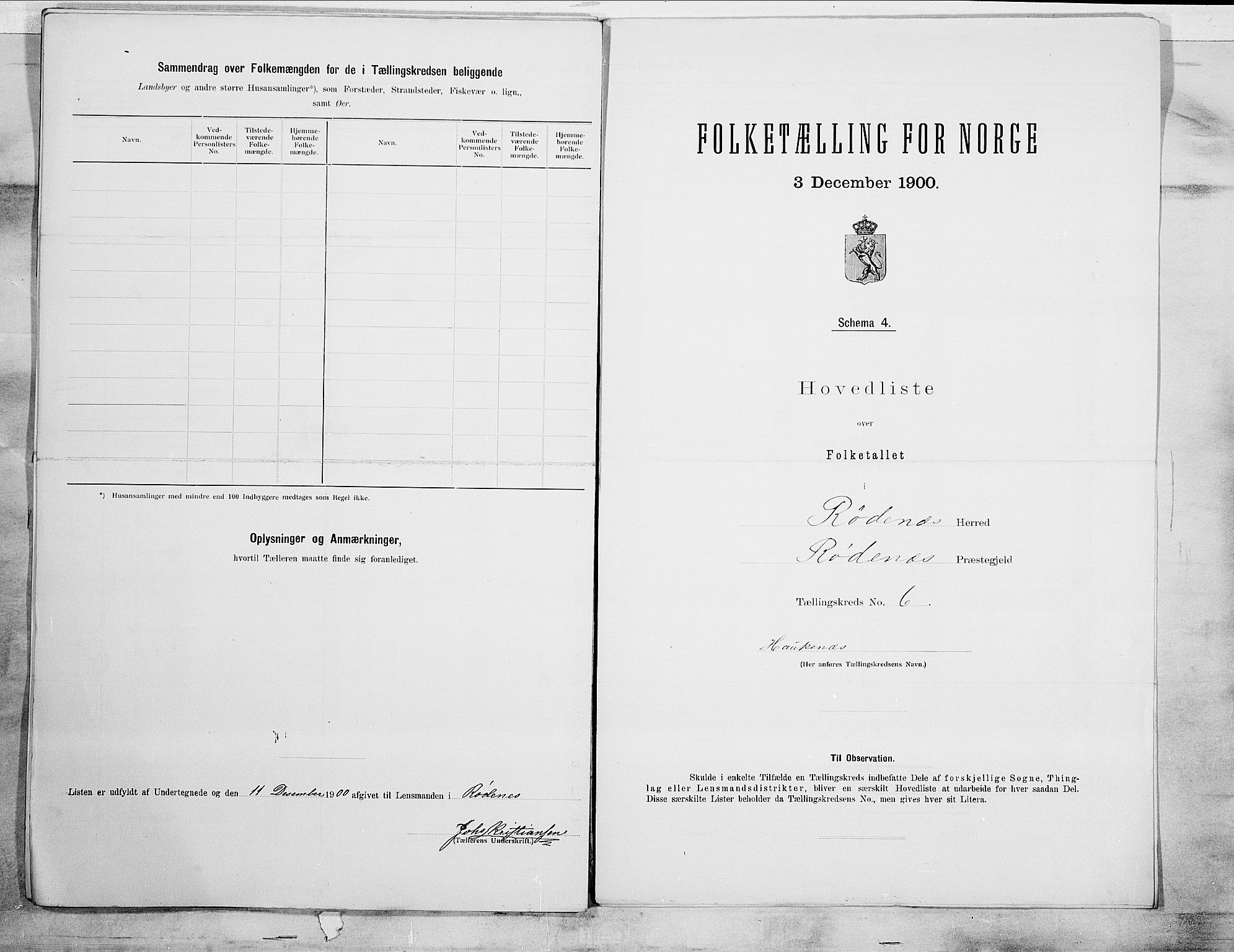 SAO, 1900 census for Rødenes, 1900, p. 14