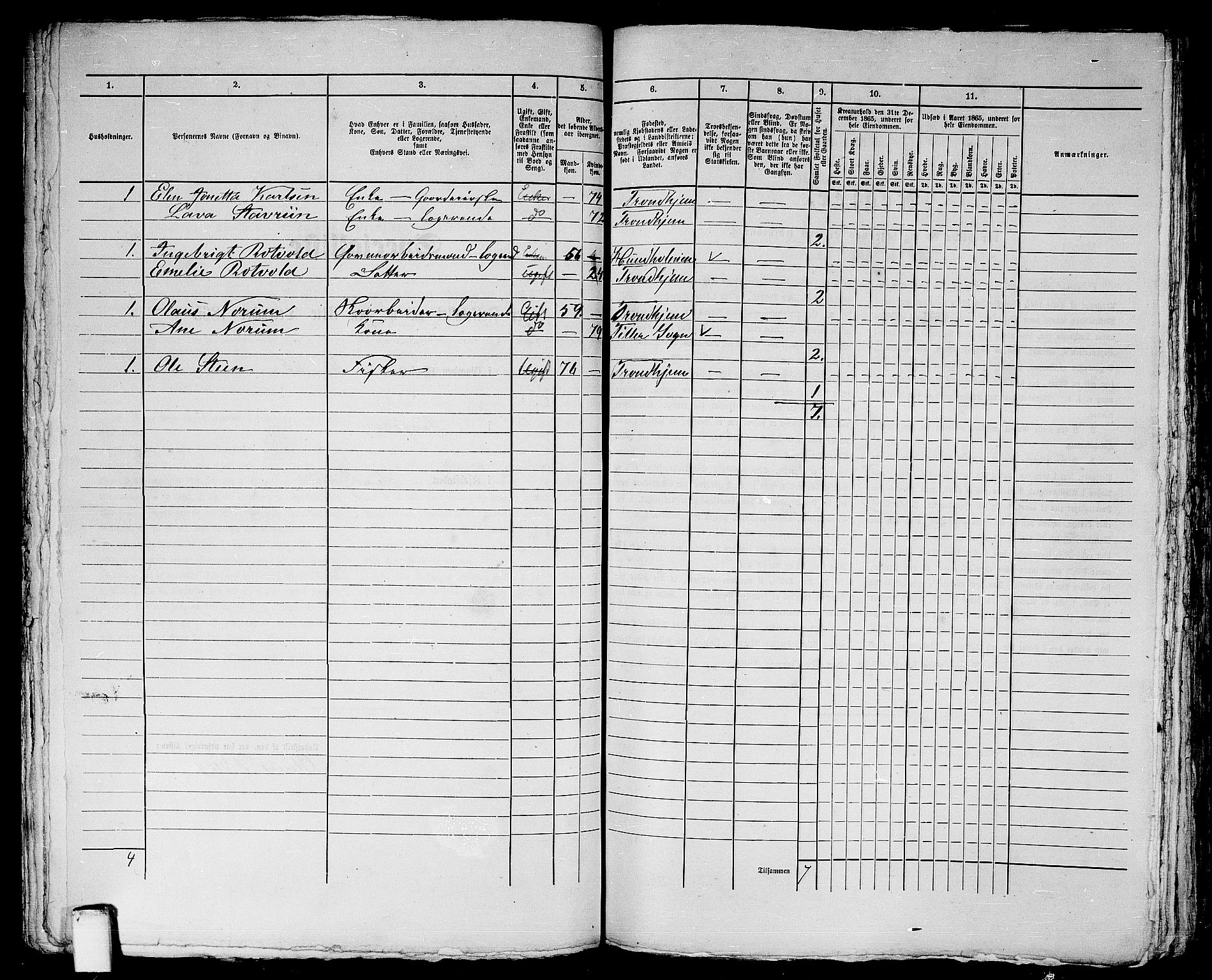 RA, 1865 census for Trondheim, 1865, p. 726
