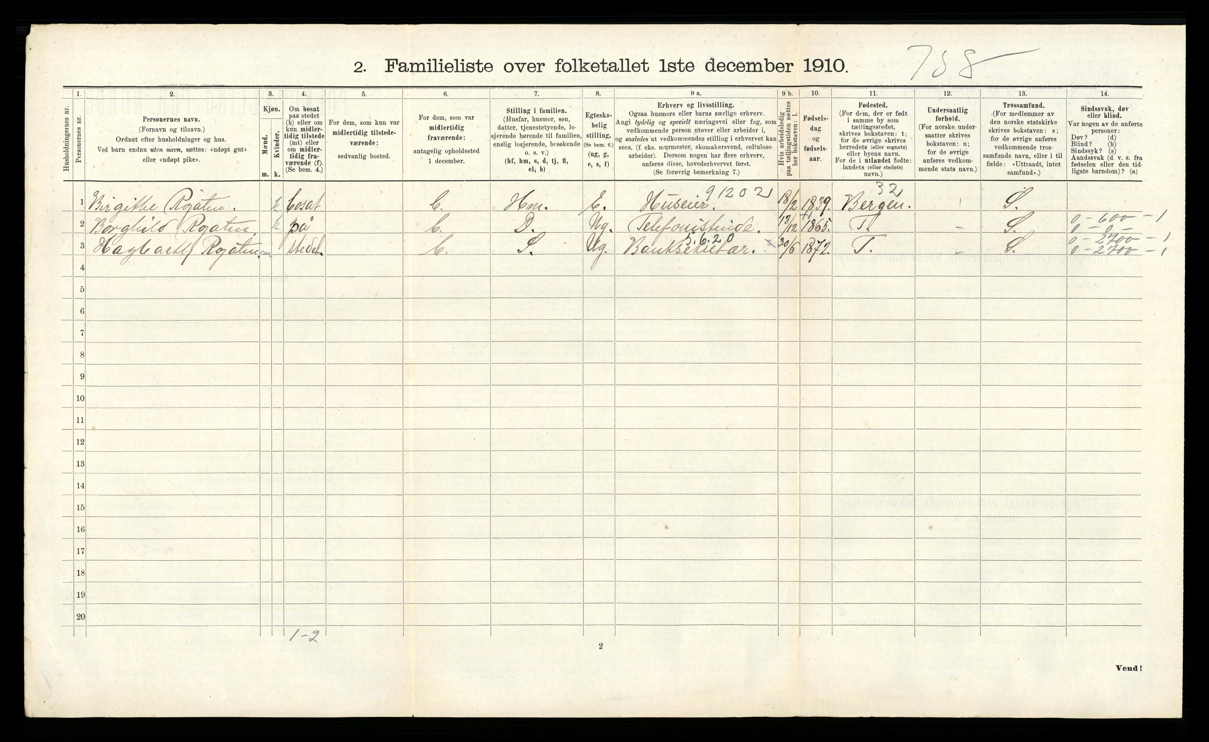 RA, 1910 census for Kristiansand, 1910, p. 749