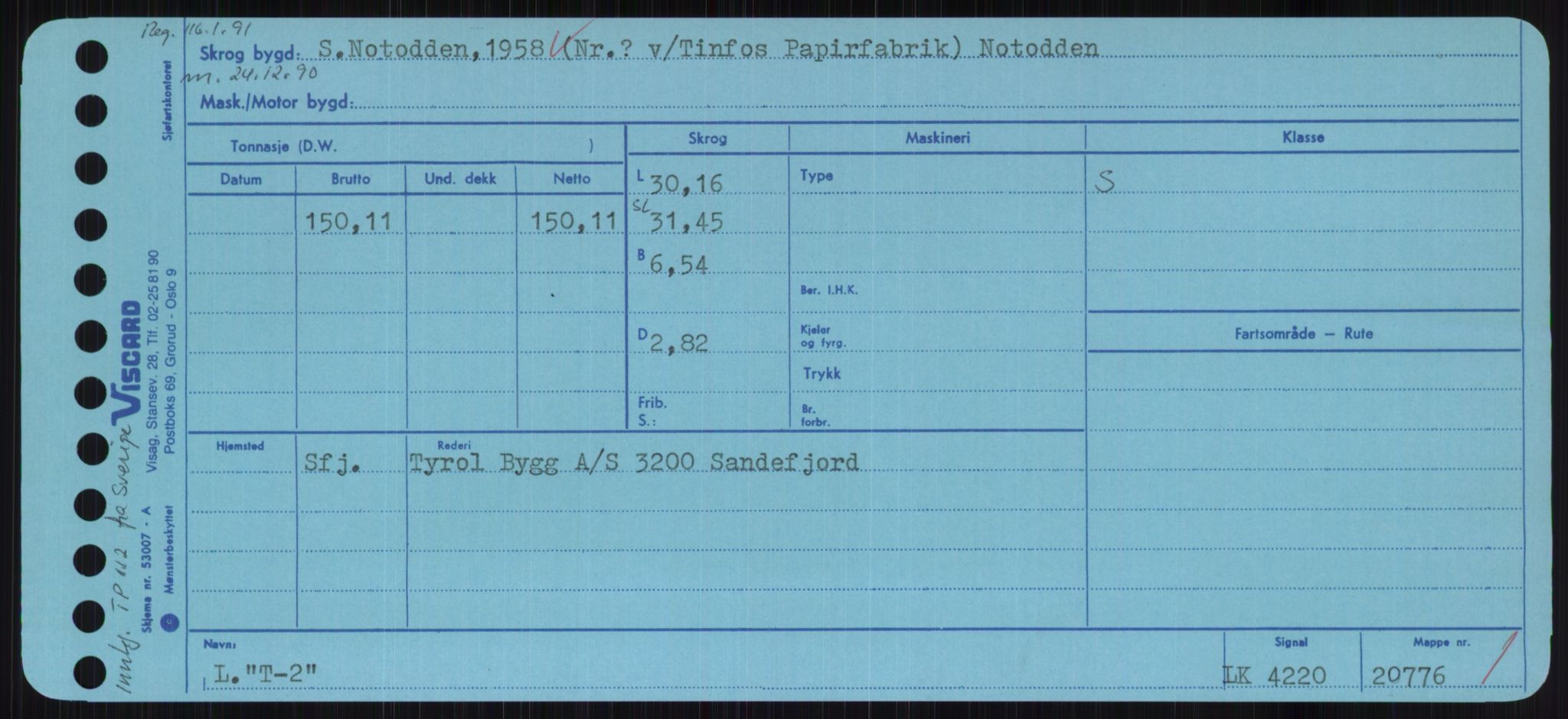 Sjøfartsdirektoratet med forløpere, Skipsmålingen, RA/S-1627/H/Hc/L0001: Lektere, A-Y, p. 415