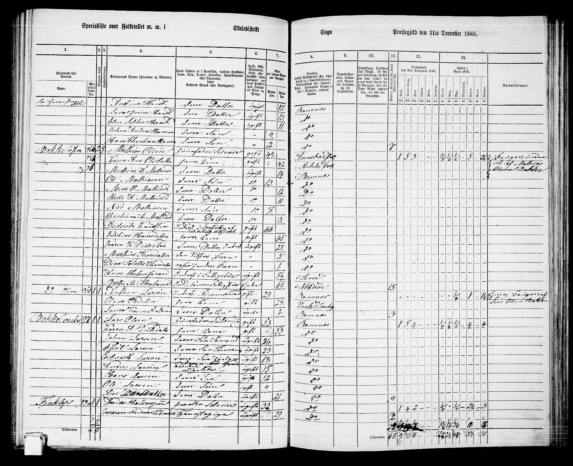 RA, 1865 census for Ramnes, 1865, p. 72