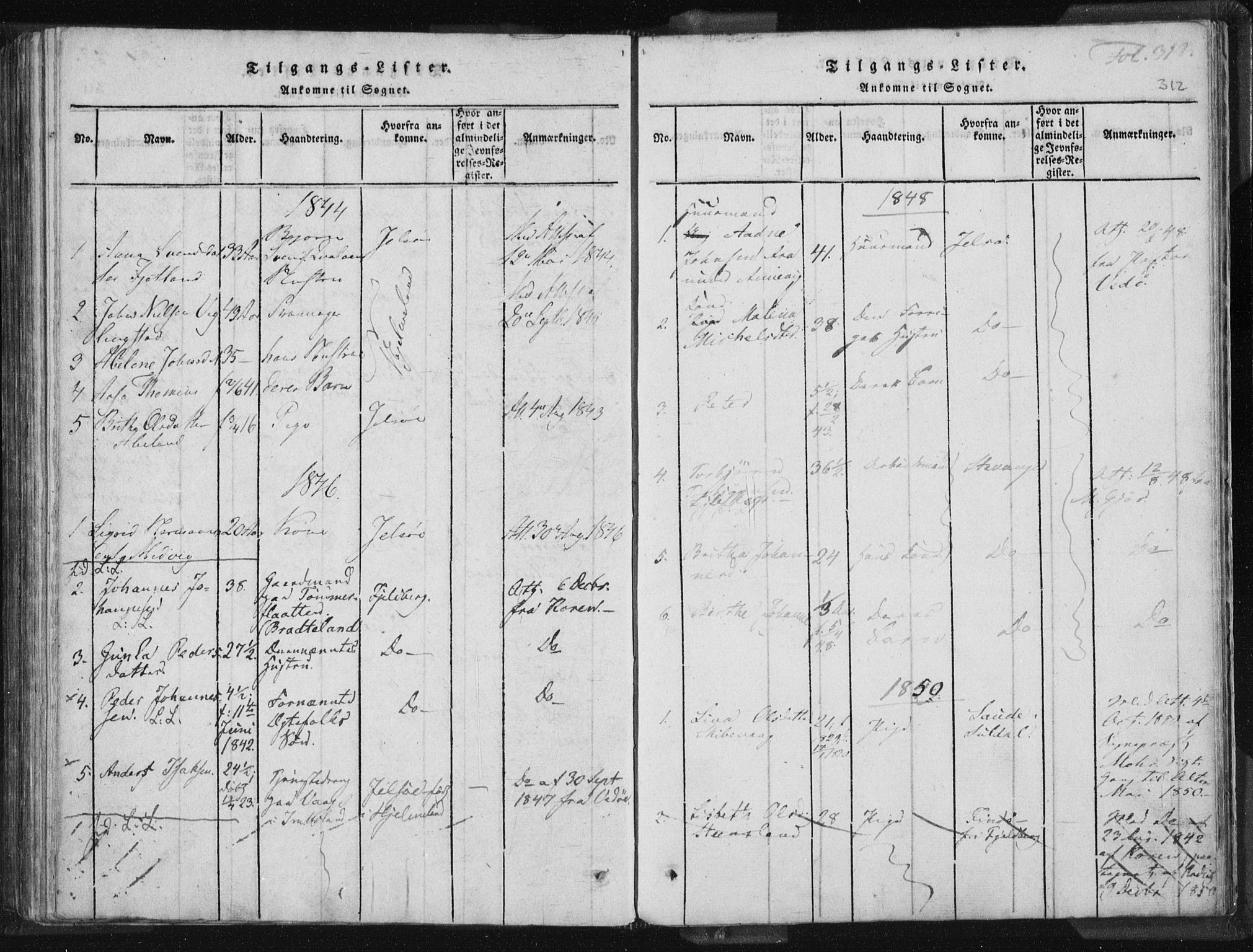 Vikedal sokneprestkontor, AV/SAST-A-101840/01/IV: Parish register (official) no. A 5, 1817-1850, p. 312