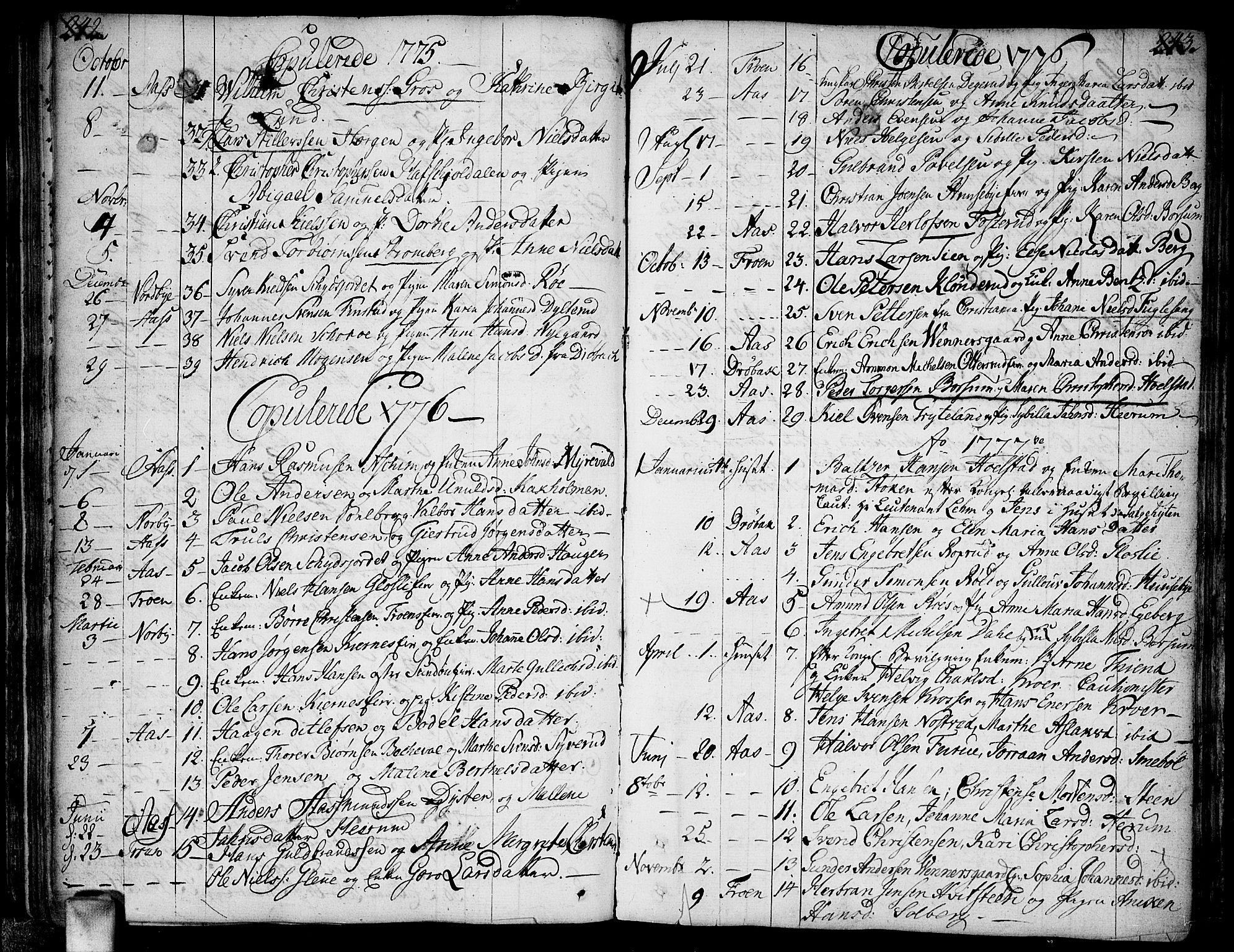 Ås prestekontor Kirkebøker, AV/SAO-A-10894/F/Fa/L0001: Parish register (official) no. I 1, 1742-1778, p. 242-243