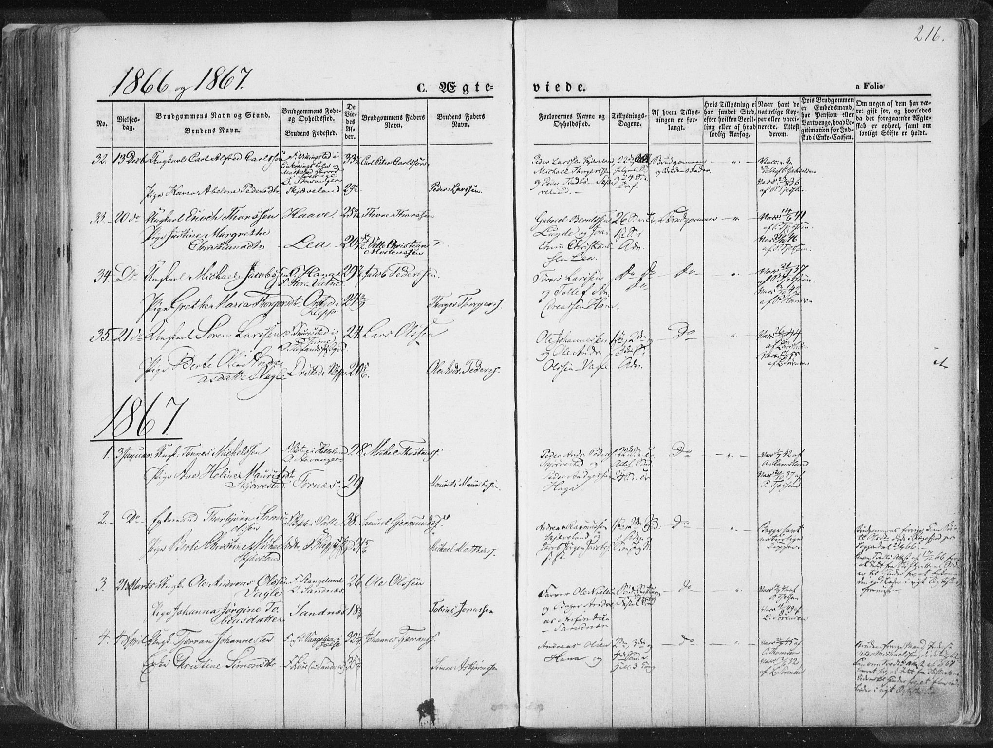 Høyland sokneprestkontor, SAST/A-101799/001/30BA/L0010: Parish register (official) no. A 9.1, 1857-1877, p. 216