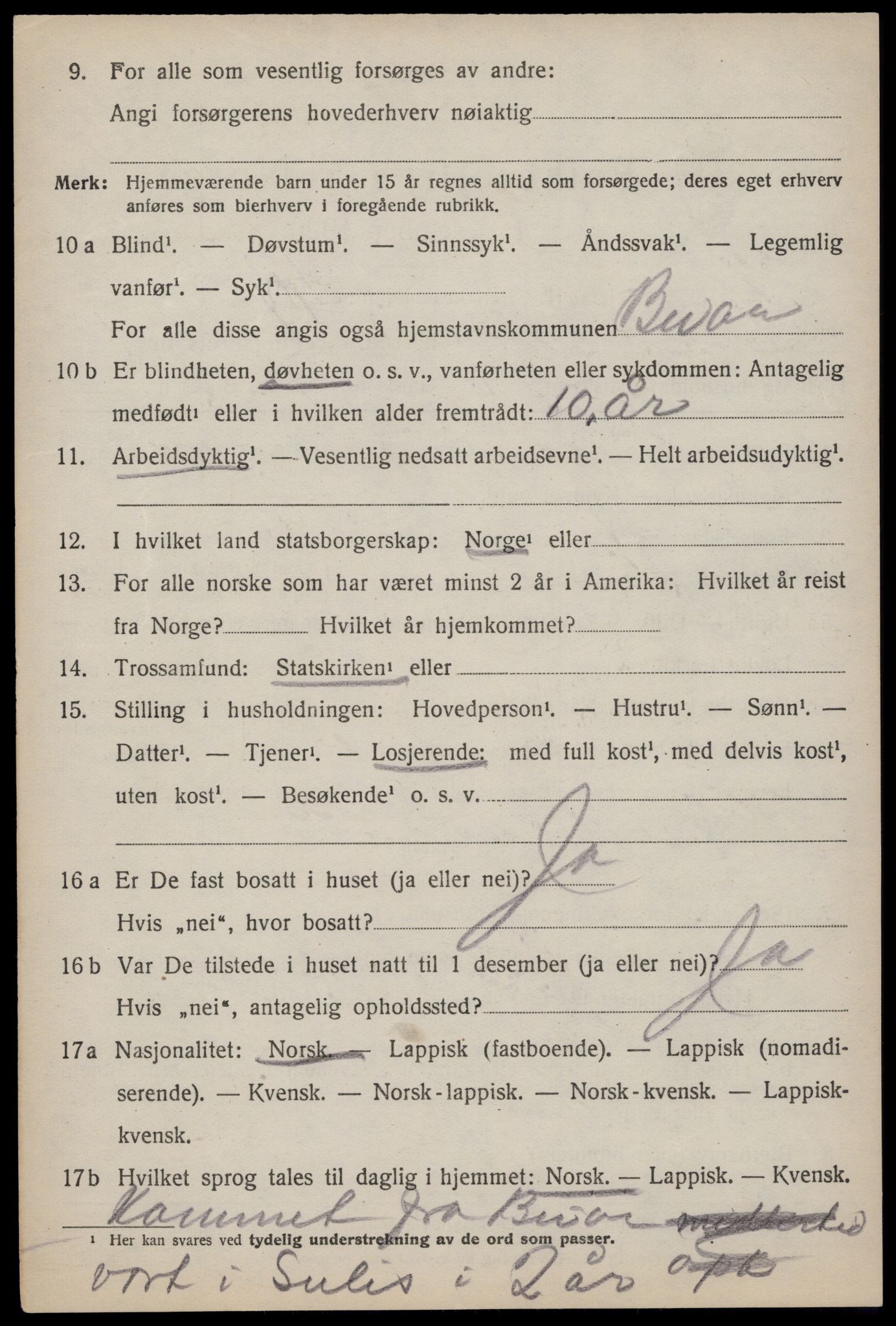 SAT, 1920 census for Fauske, 1920, p. 2303