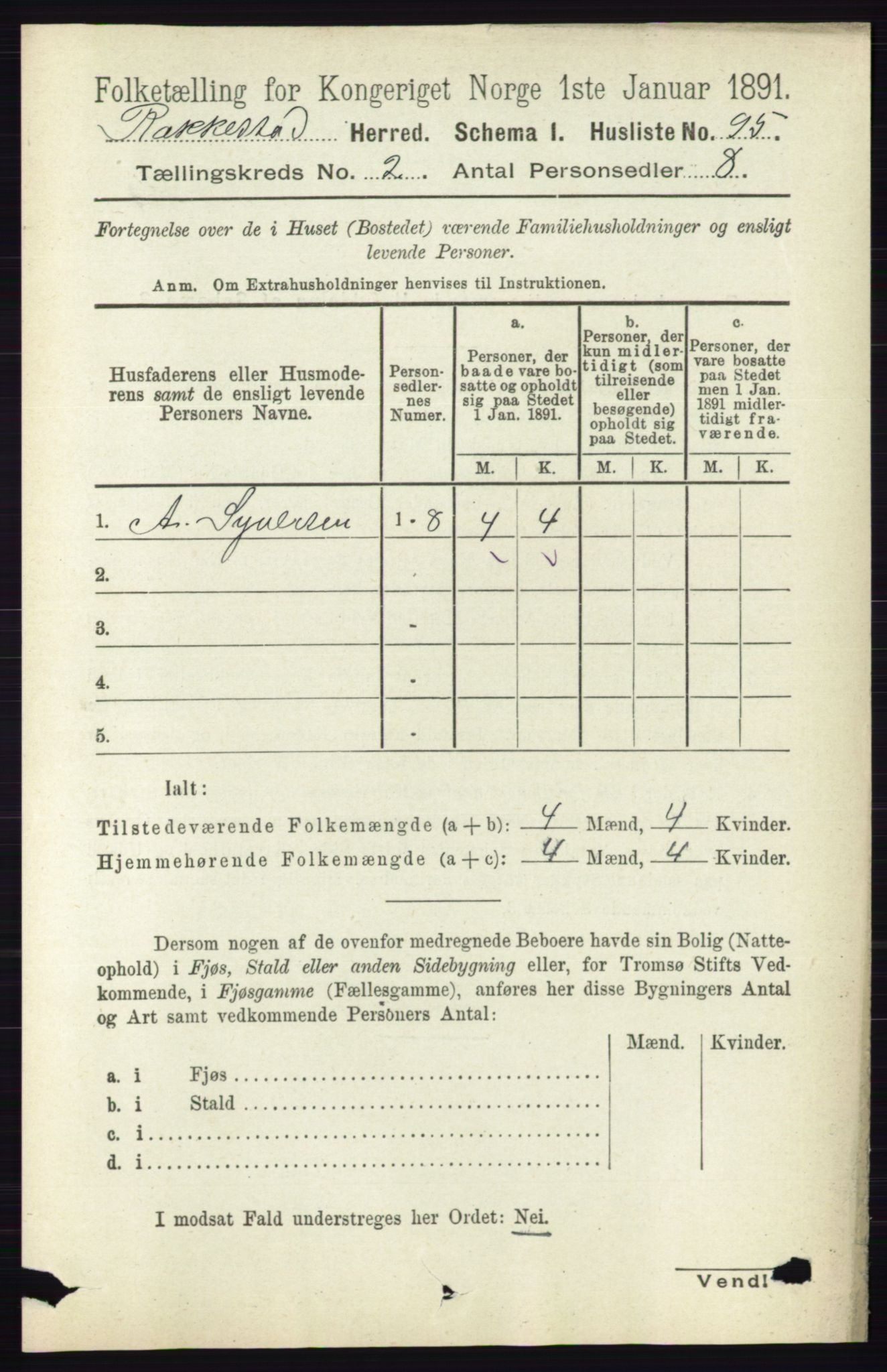 RA, 1891 census for 0128 Rakkestad, 1891, p. 615