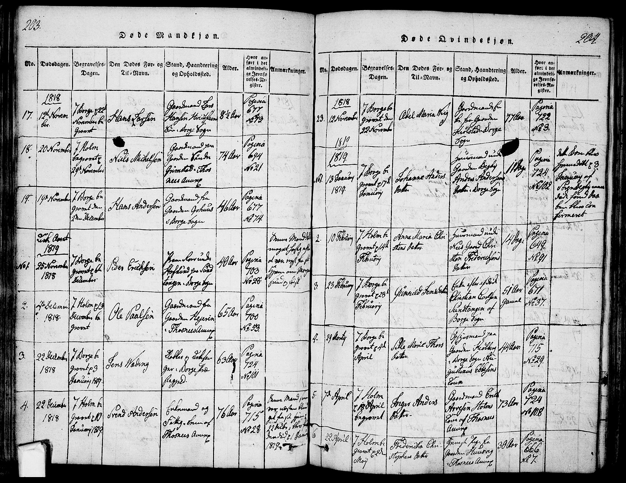 Borge prestekontor Kirkebøker, SAO/A-10903/F/Fa/L0003: Parish register (official) no. I 3, 1815-1836, p. 203-204