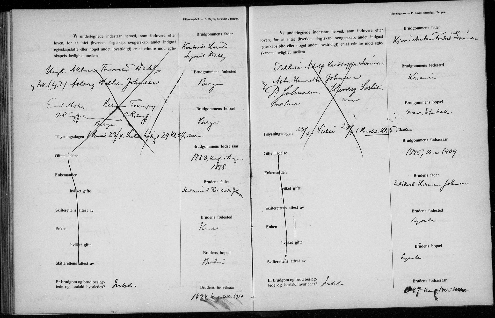 Ullern prestekontor Kirkebøker, SAO/A-10740/H/L0001: Banns register no. 1, 1911-1916