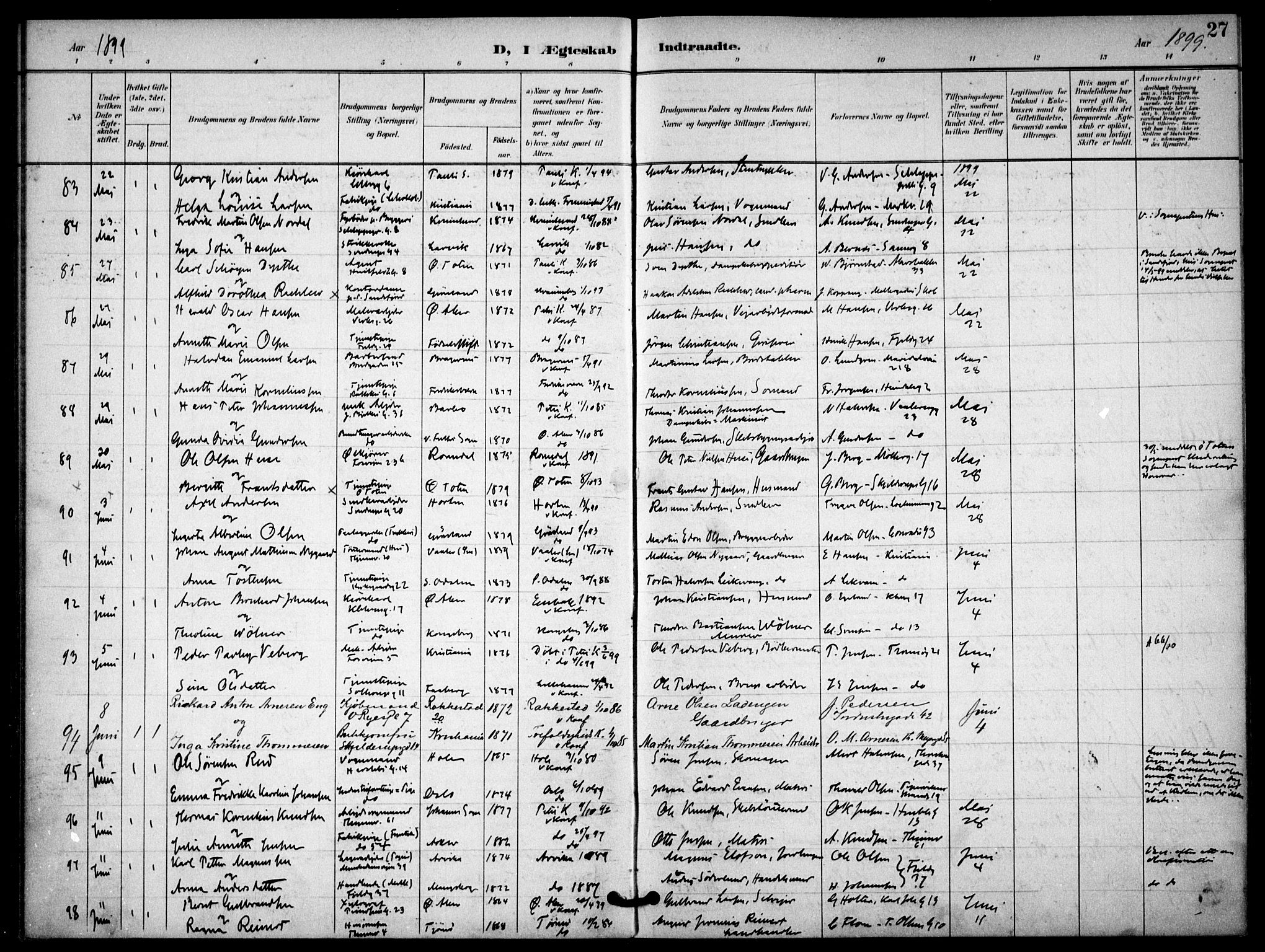 Petrus prestekontor Kirkebøker, AV/SAO-A-10872/F/Fa/L0009: Parish register (official) no. 9, 1897-1911, p. 27