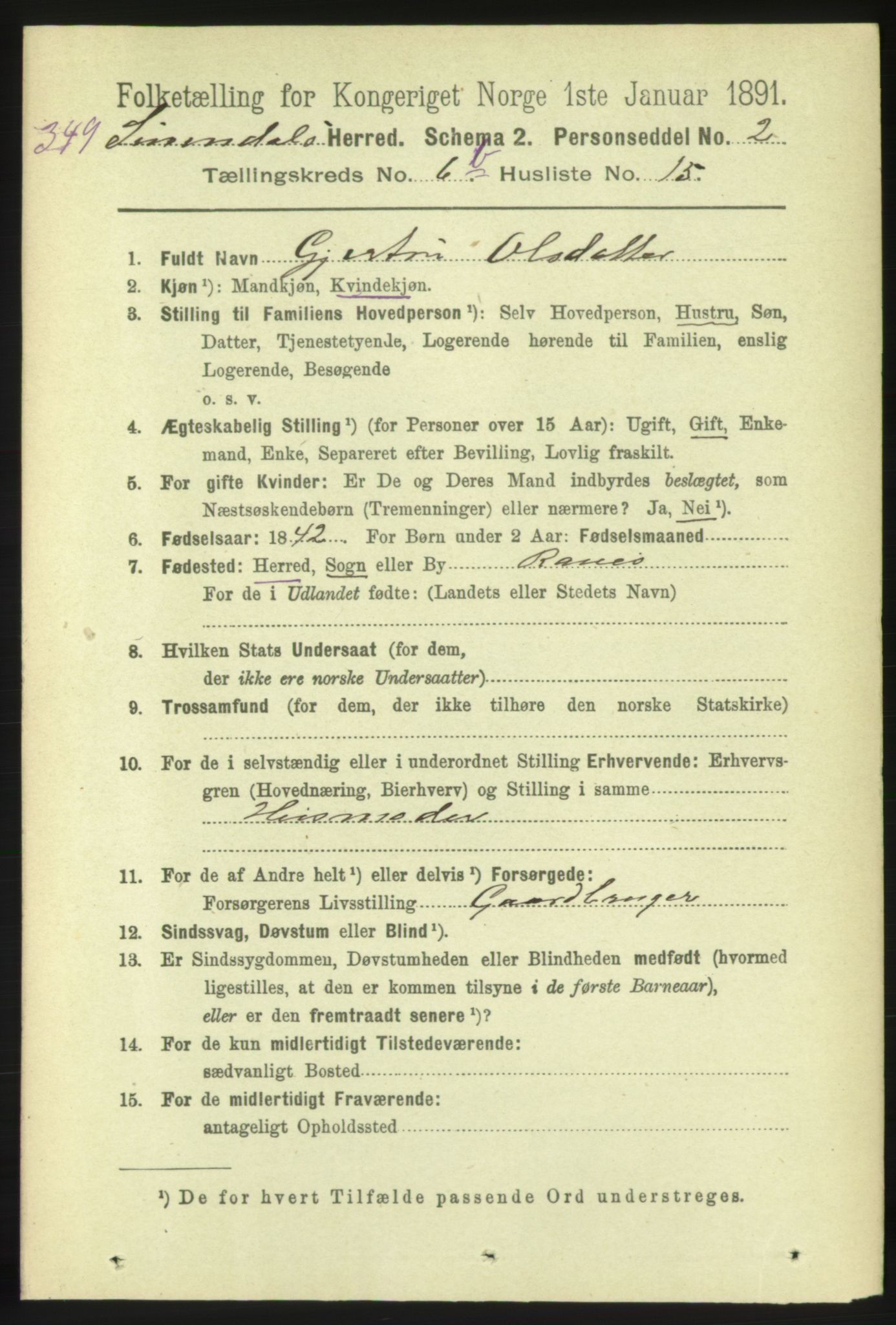 RA, 1891 census for 1566 Surnadal, 1891, p. 1762