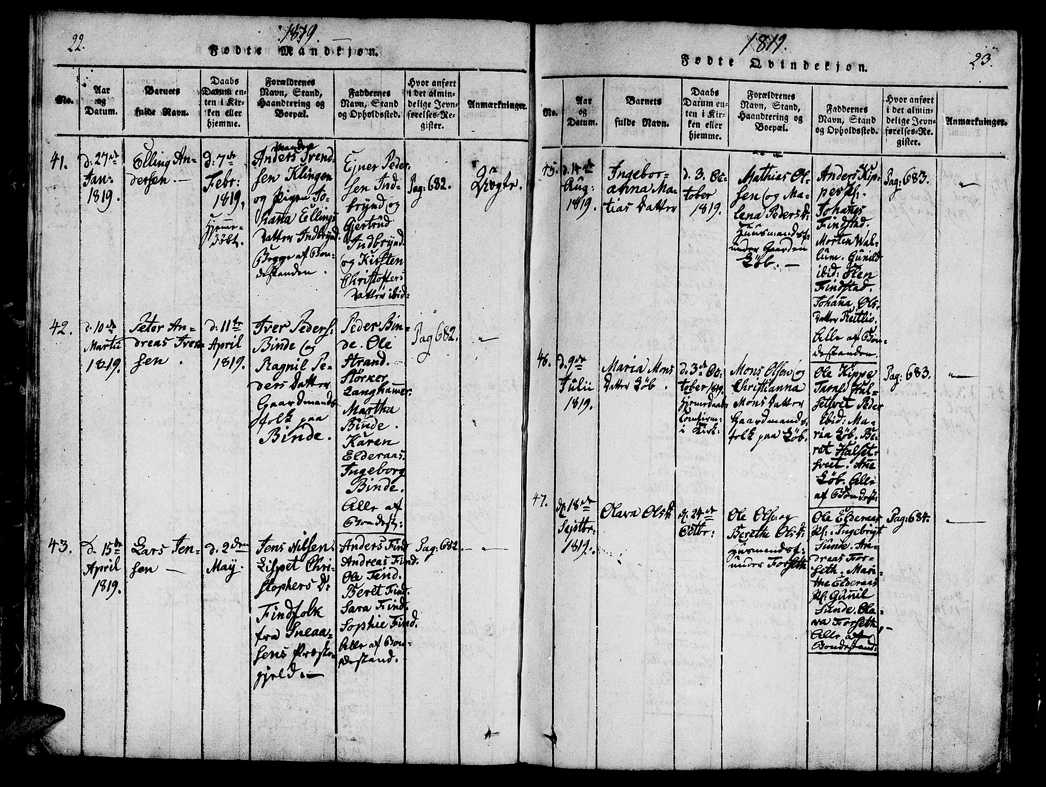 Ministerialprotokoller, klokkerbøker og fødselsregistre - Nord-Trøndelag, AV/SAT-A-1458/746/L0441: Parish register (official) no. 746A03 /1, 1816-1827, p. 22-23