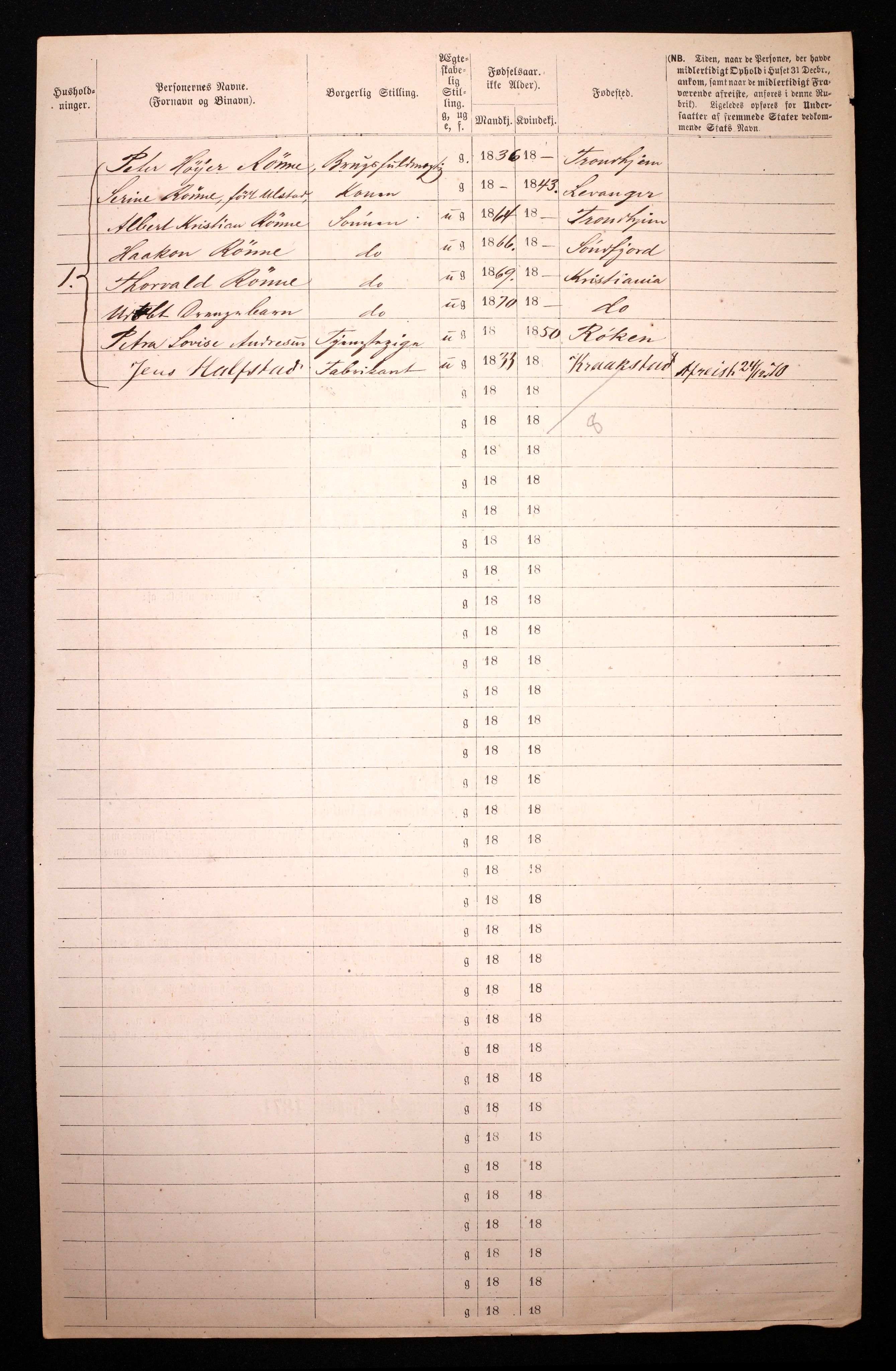 RA, 1870 census for 0301 Kristiania, 1870, p. 4799