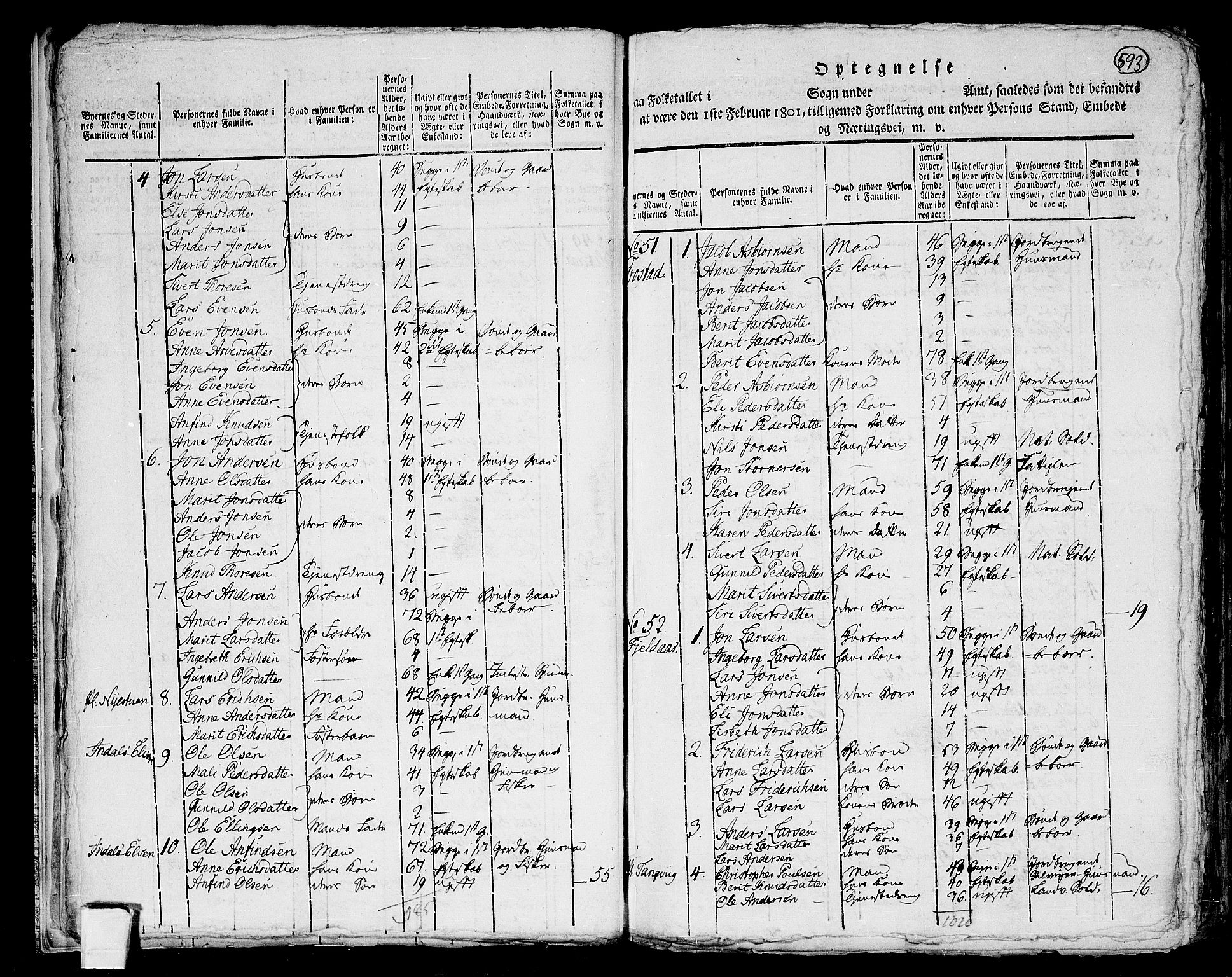 RA, 1801 census for 1625P Stadsbygd, 1801, p. 592b-593a