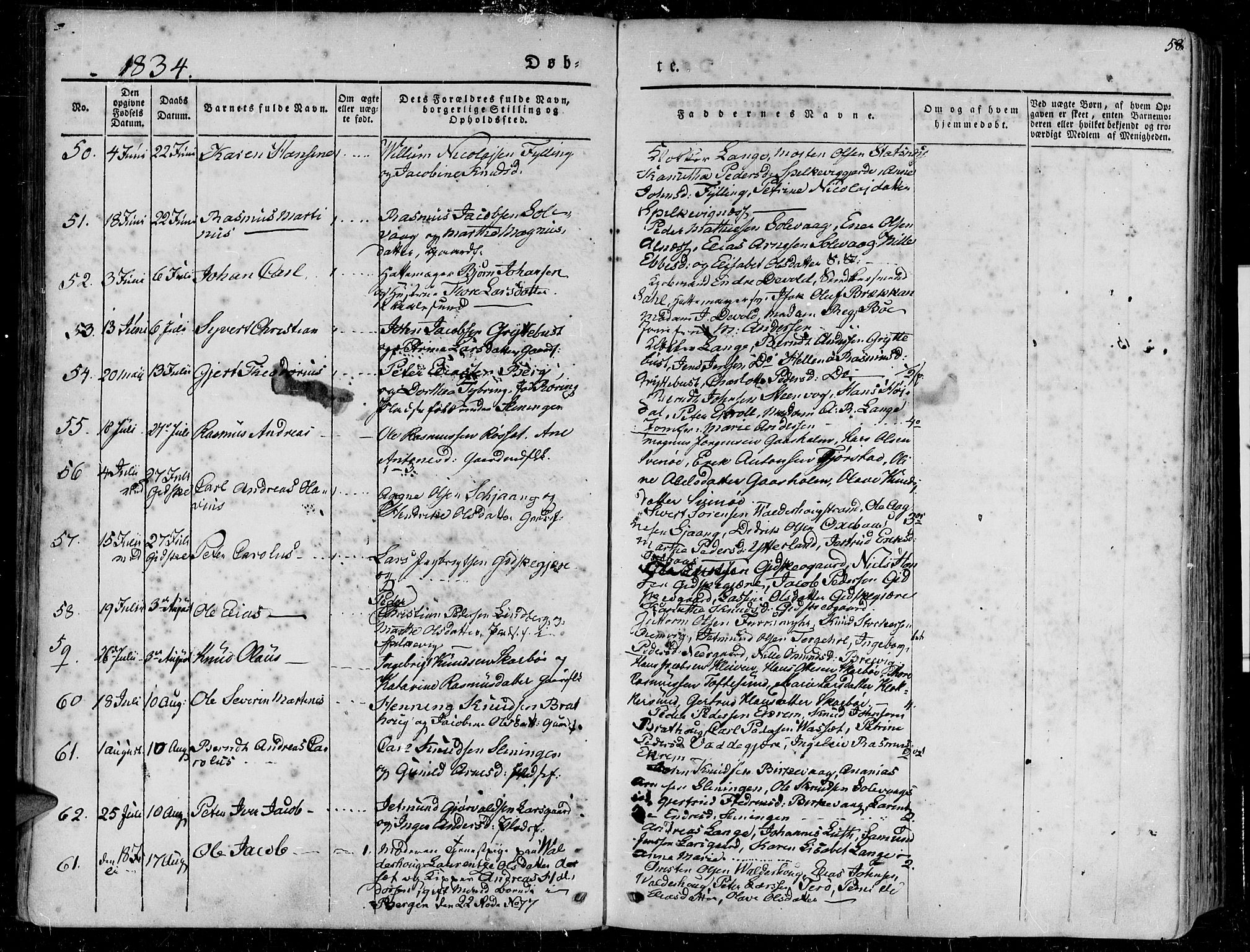 Ministerialprotokoller, klokkerbøker og fødselsregistre - Møre og Romsdal, AV/SAT-A-1454/528/L0395: Parish register (official) no. 528A06, 1828-1839, p. 58