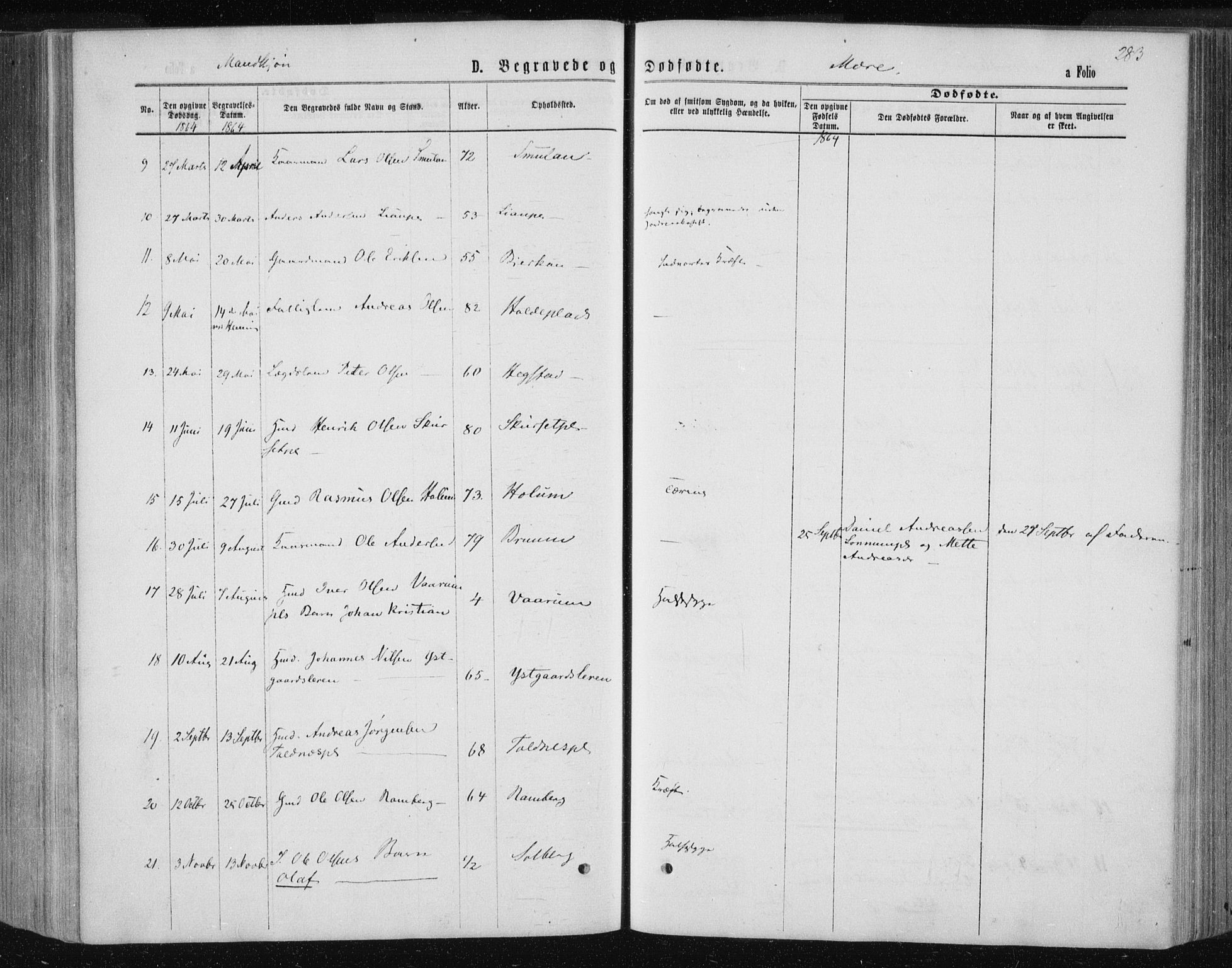 Ministerialprotokoller, klokkerbøker og fødselsregistre - Nord-Trøndelag, AV/SAT-A-1458/735/L0345: Parish register (official) no. 735A08 /1, 1863-1872, p. 283