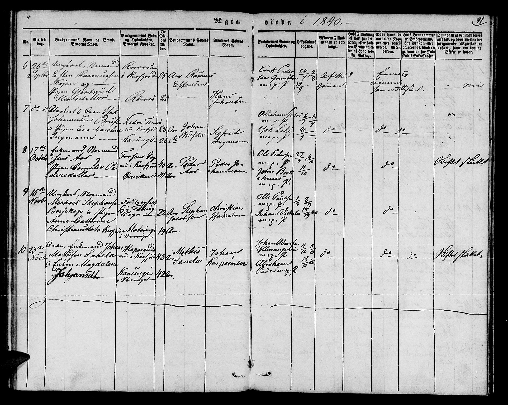 Talvik sokneprestkontor, AV/SATØ-S-1337/H/Ha/L0015kirke: Parish register (official) no. 15, 1837-1847, p. 91