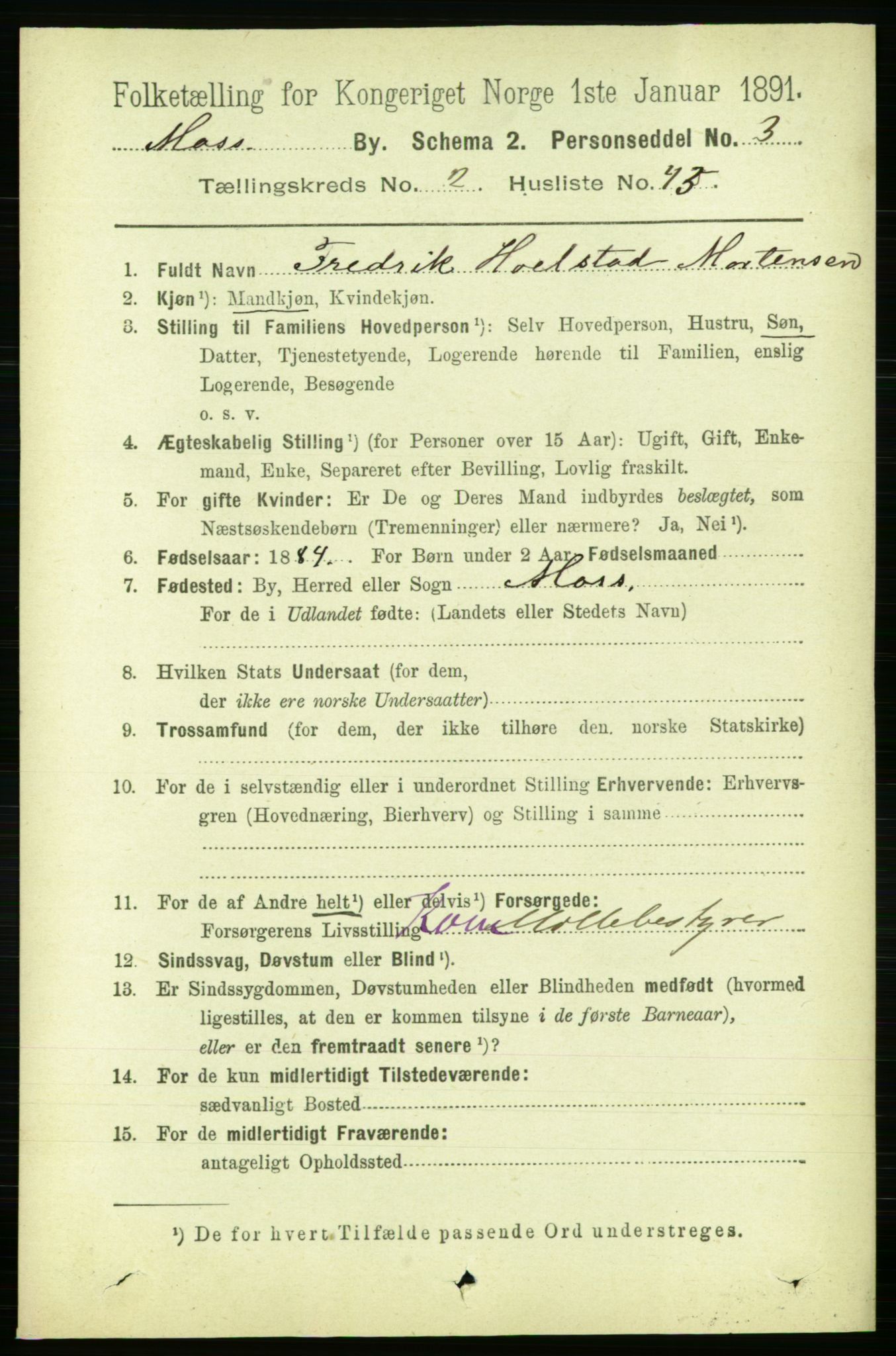 RA, 1891 census for 0104 Moss, 1891, p. 2339