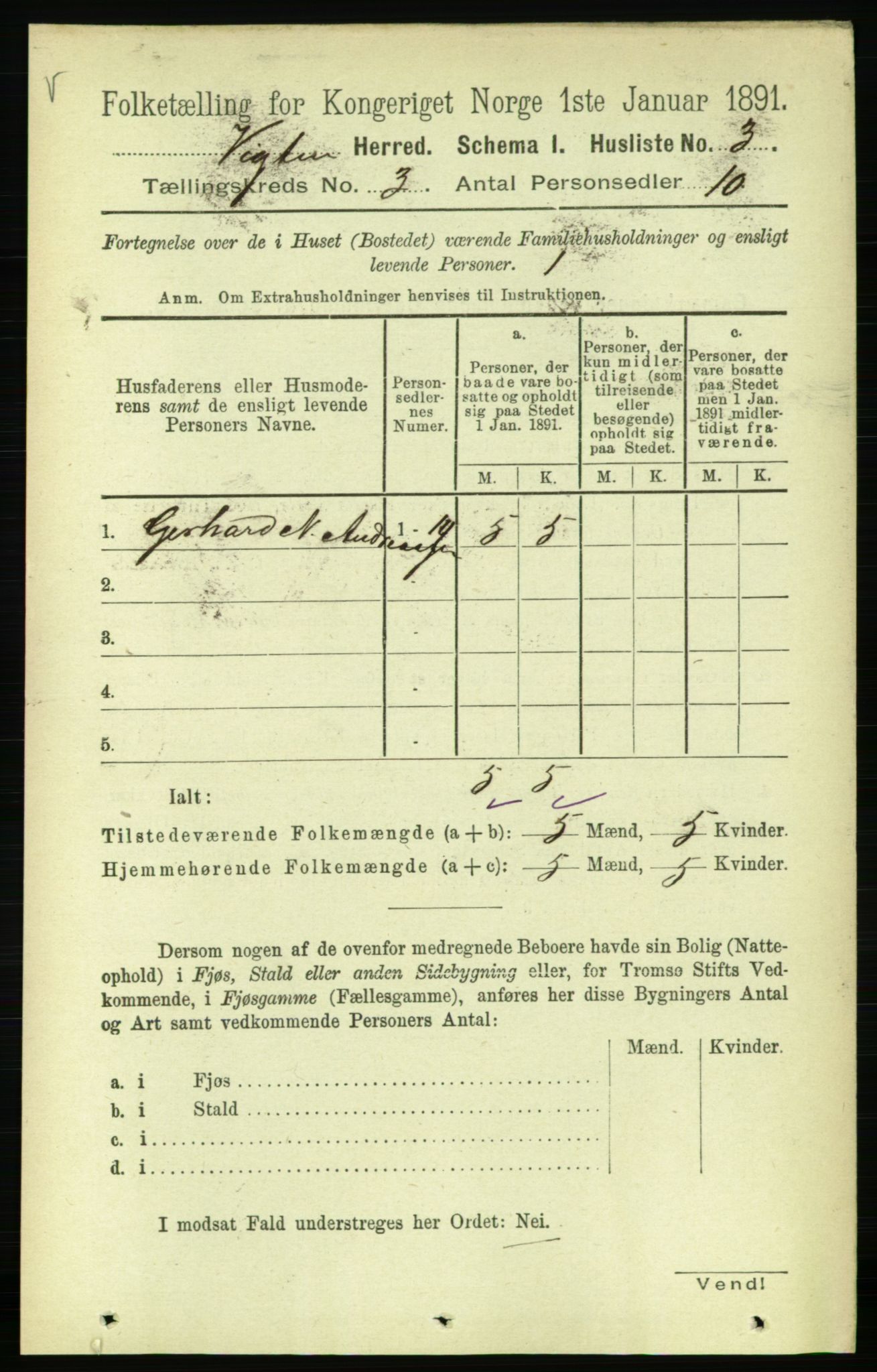 RA, 1891 census for 1750 Vikna, 1891, p. 1661