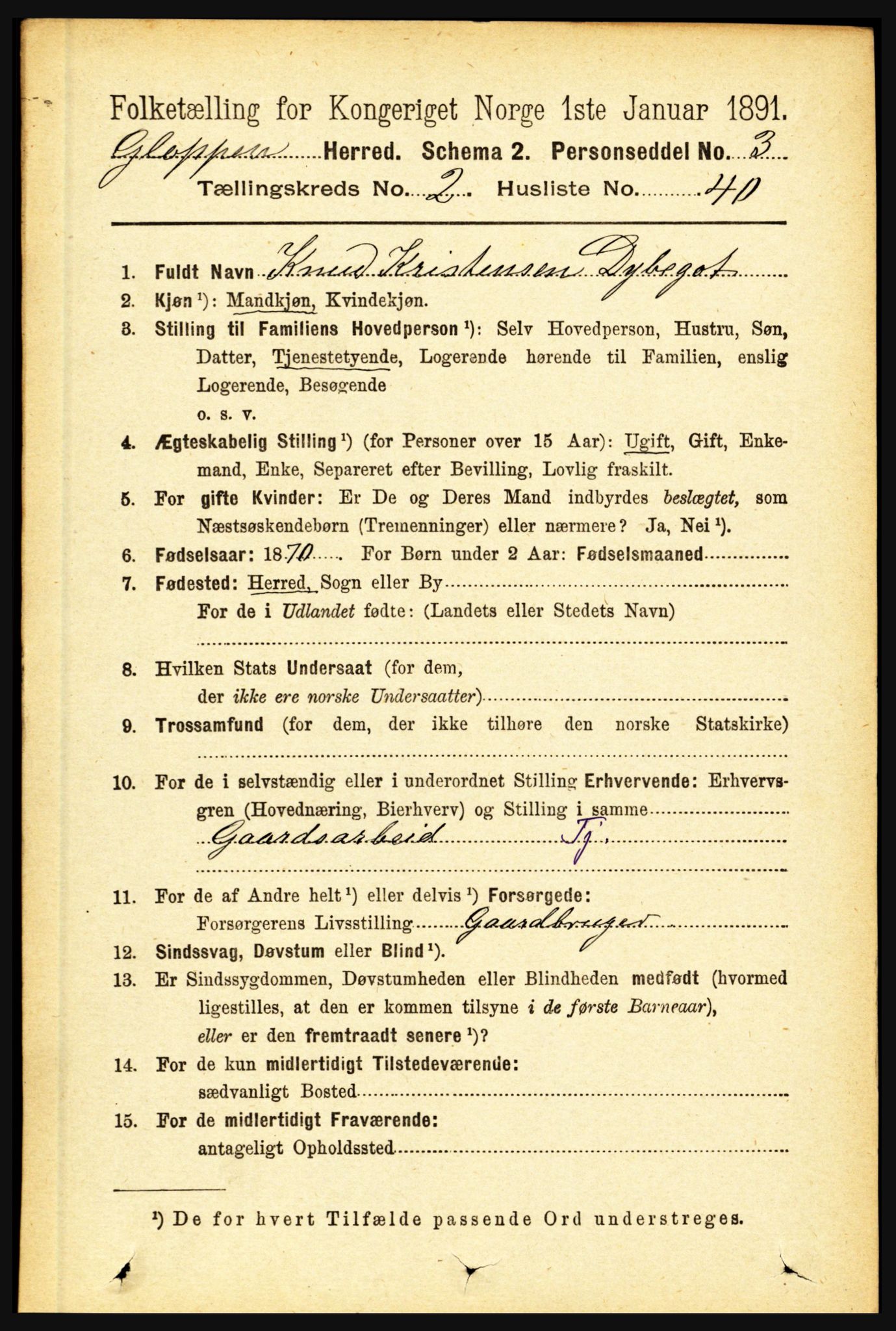 RA, 1891 census for 1445 Gloppen, 1891, p. 889