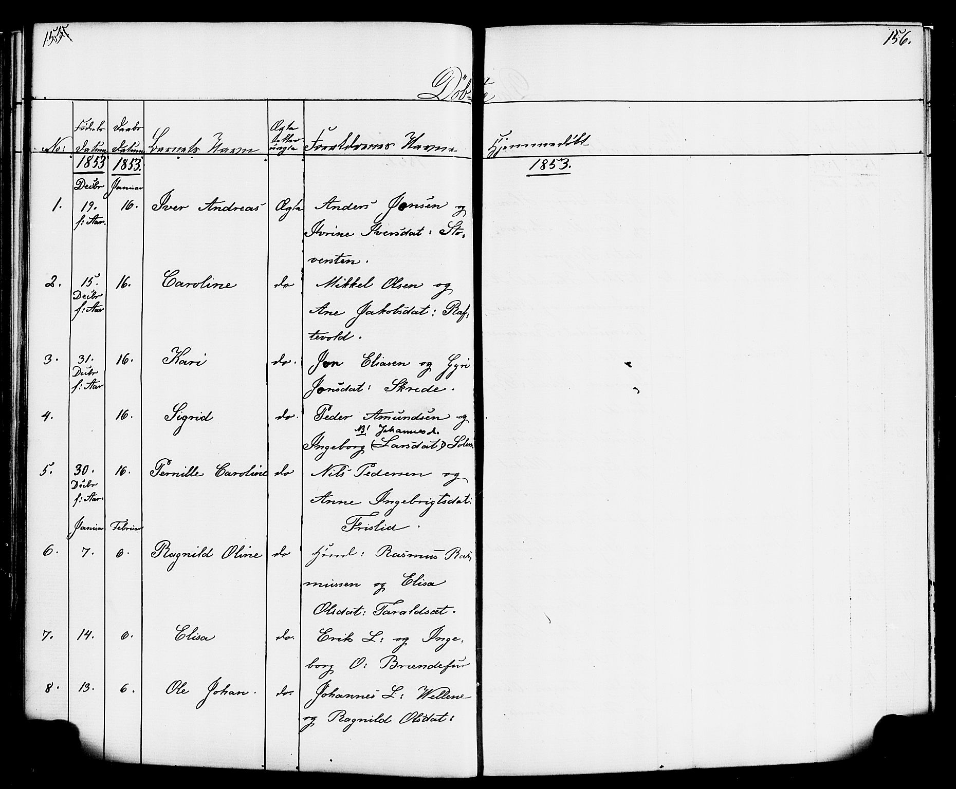 Hornindal sokneprestembete, AV/SAB-A-82401/H/Haa/Haaa/L0001: Parish register (official) no. A 1, 1837-1866, p. 156-157