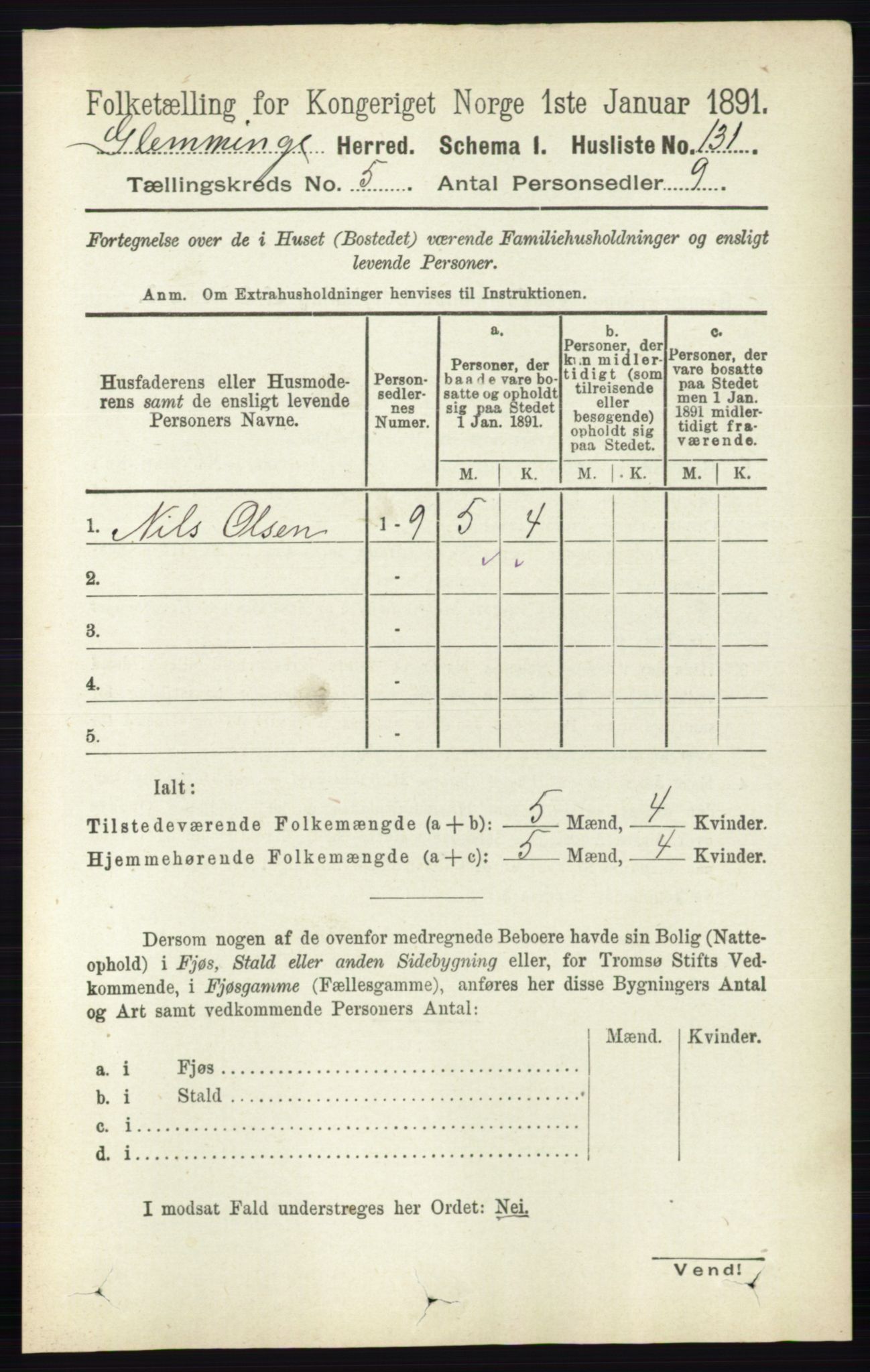 RA, 1891 census for 0132 Glemmen, 1891, p. 6028