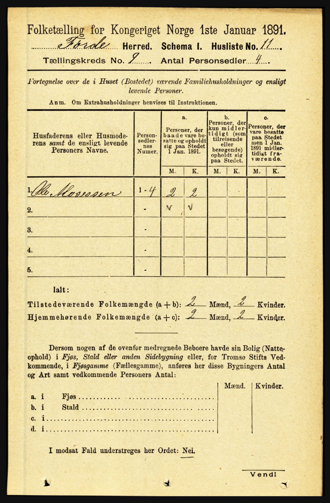 RA, 1891 census for 1432 Førde, 1891, p. 3283