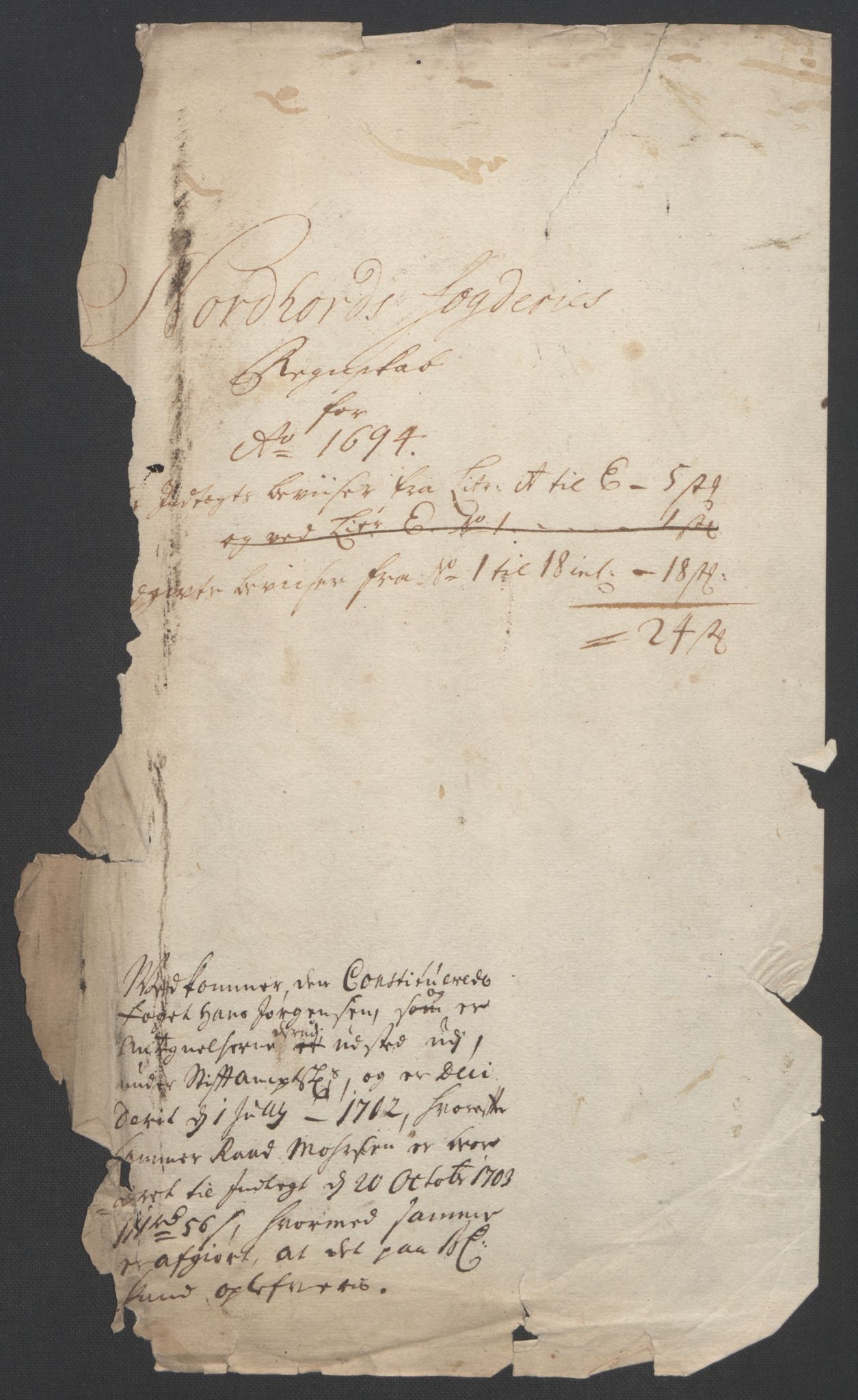 Rentekammeret inntil 1814, Reviderte regnskaper, Fogderegnskap, RA/EA-4092/R51/L3183: Fogderegnskap Nordhordland og Voss, 1695-1697, p. 3