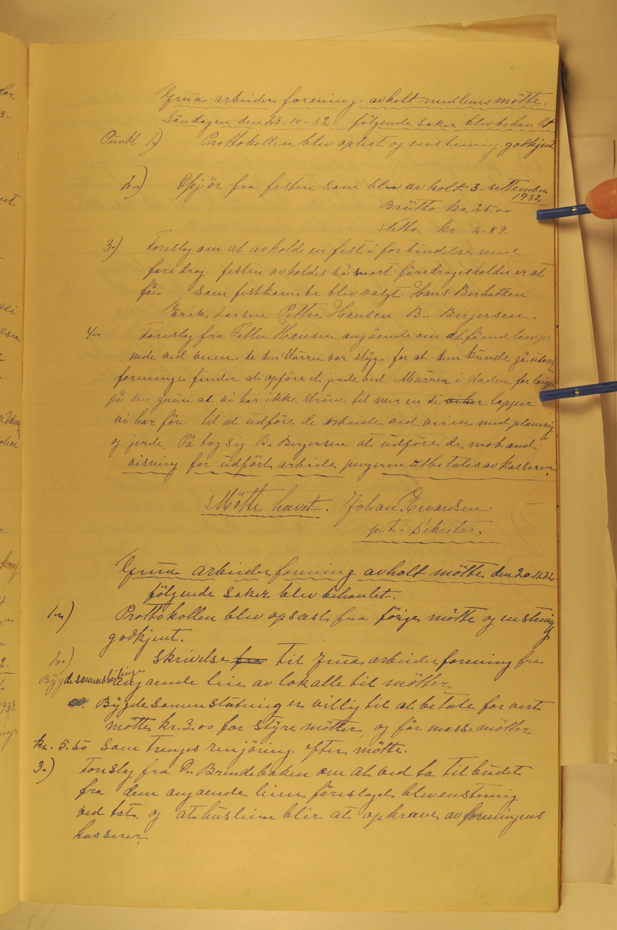 Grua Arbeiderlag, OARM/H-A-00261/A/L0001/0001: Forhandlingsprotokoller / Forhandlingsprotokoll Grua Arbeiderforening, 1918-1939
