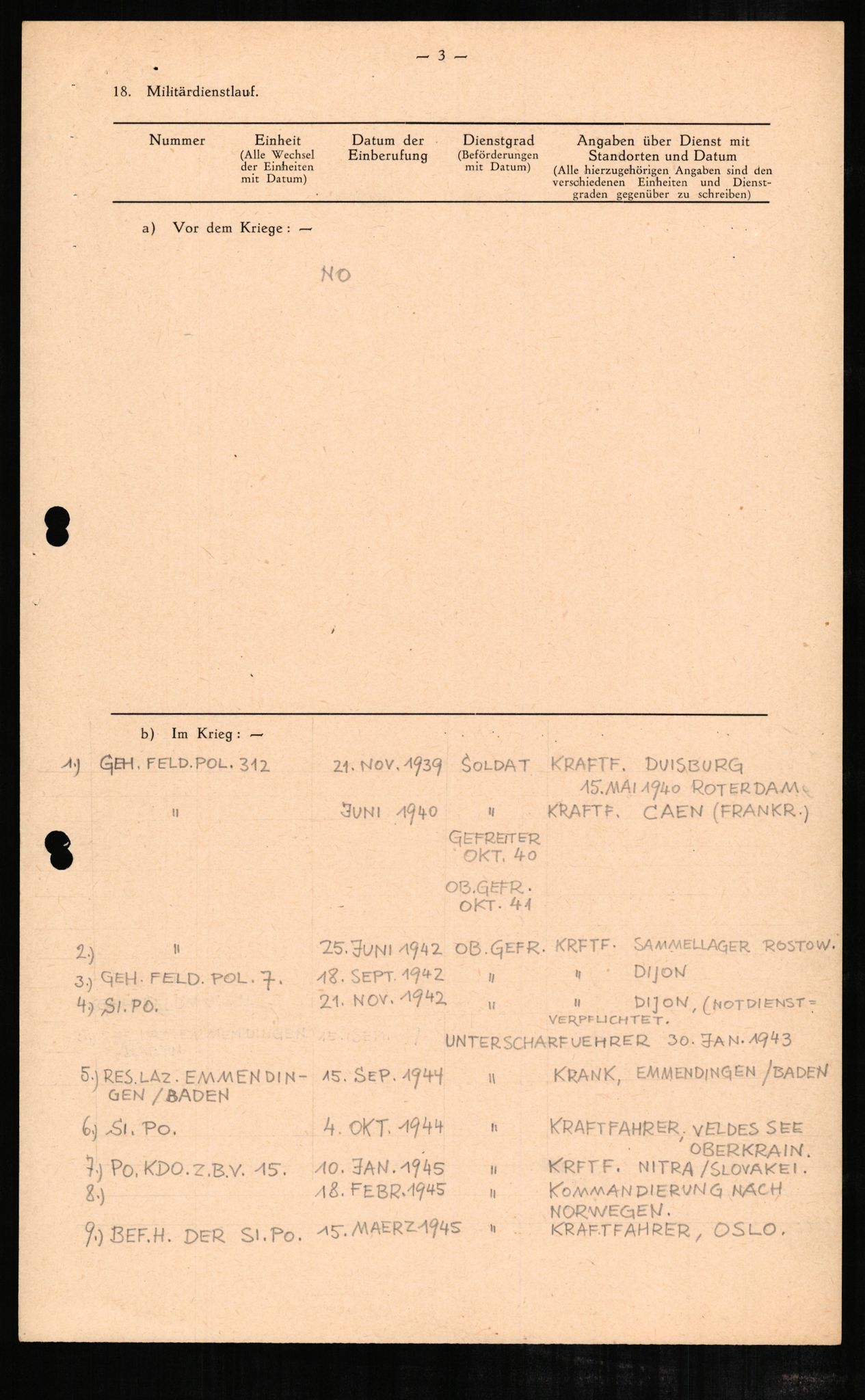 Forsvaret, Forsvarets overkommando II, RA/RAFA-3915/D/Db/L0003: CI Questionaires. Tyske okkupasjonsstyrker i Norge. Tyskere., 1945-1946, p. 288