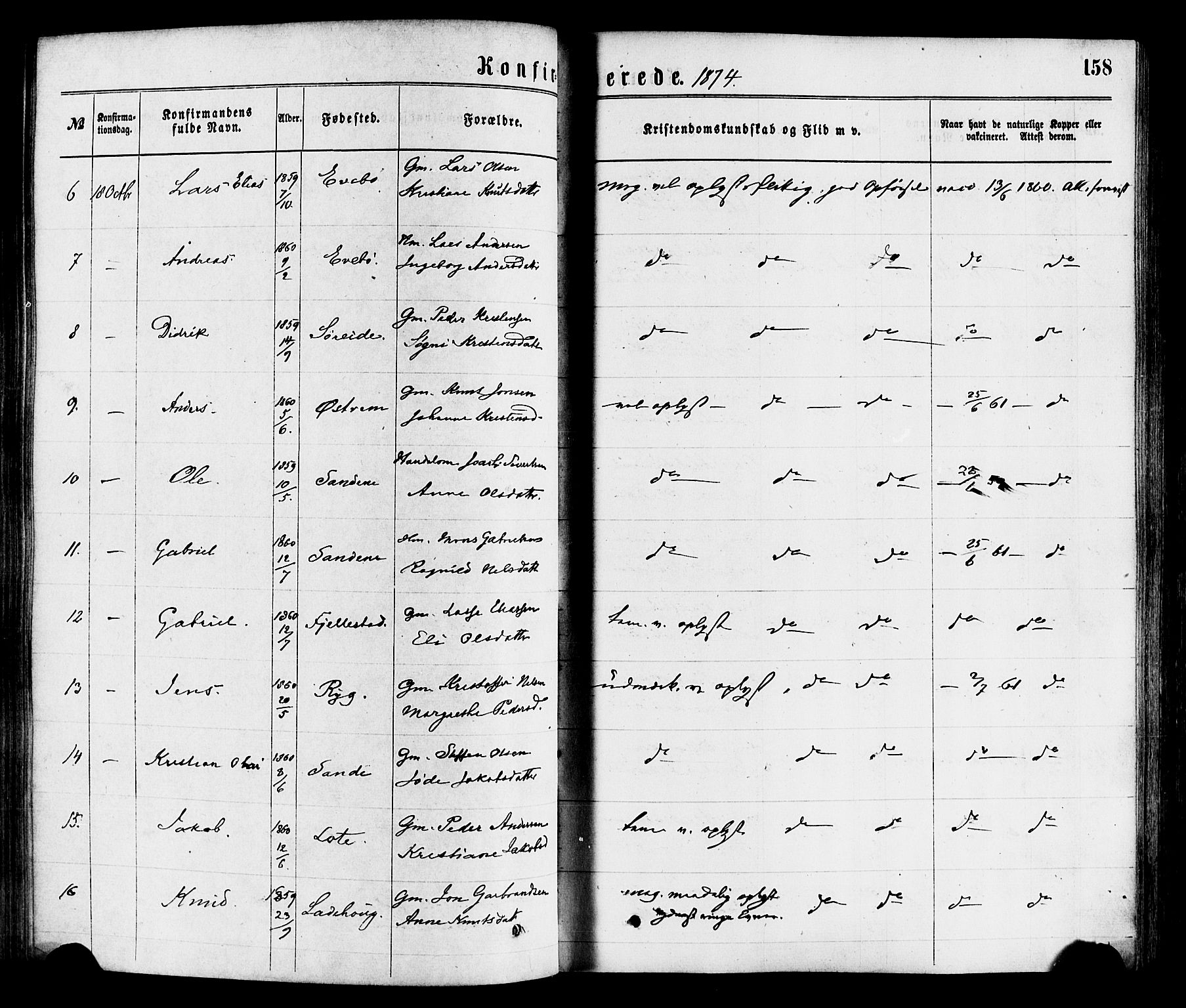 Gloppen sokneprestembete, AV/SAB-A-80101/H/Haa/Haaa/L0010: Parish register (official) no. A 10, 1871-1884, p. 158