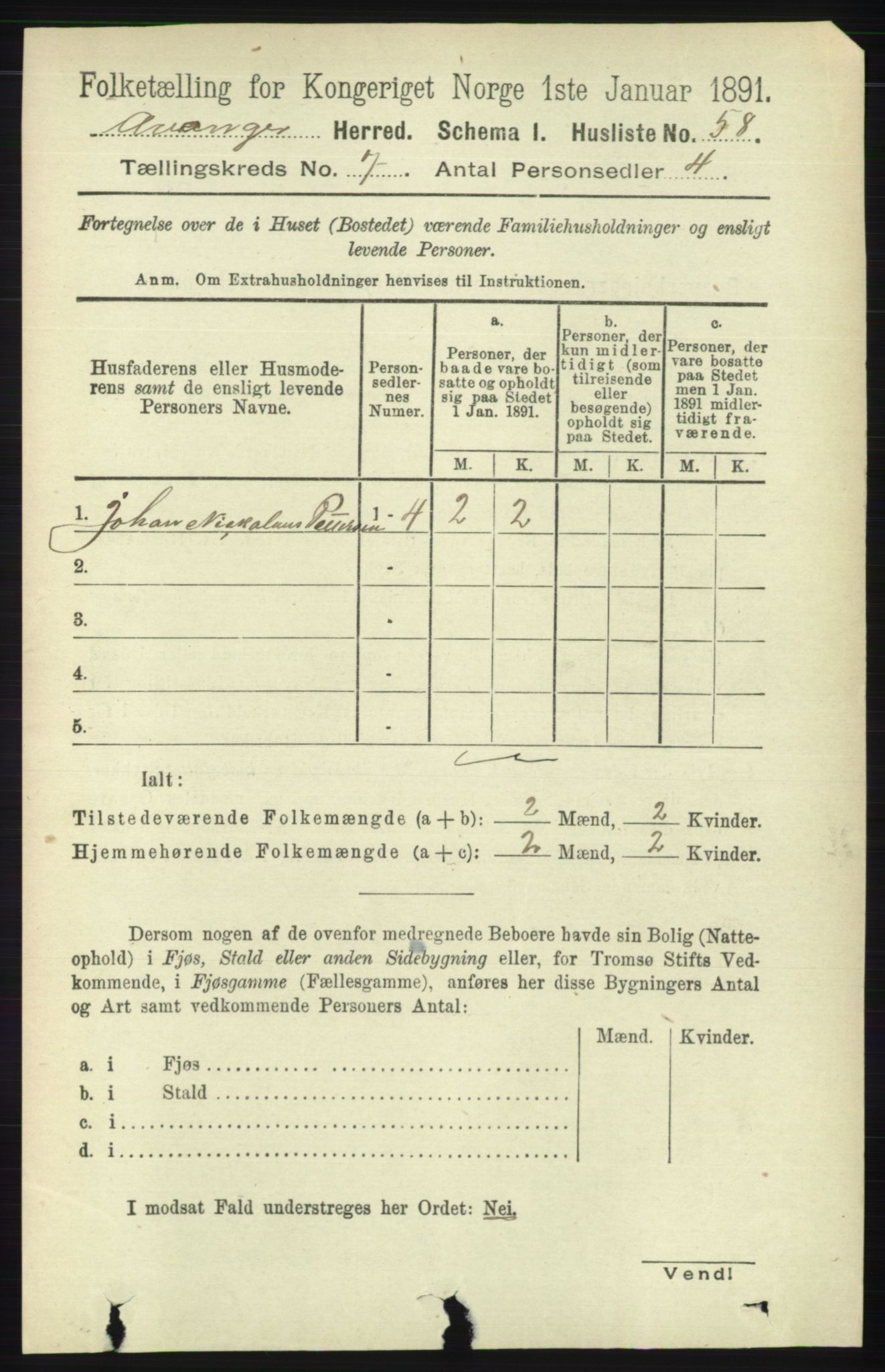 RA, 1891 census for 1237 Evanger, 1891, p. 1875