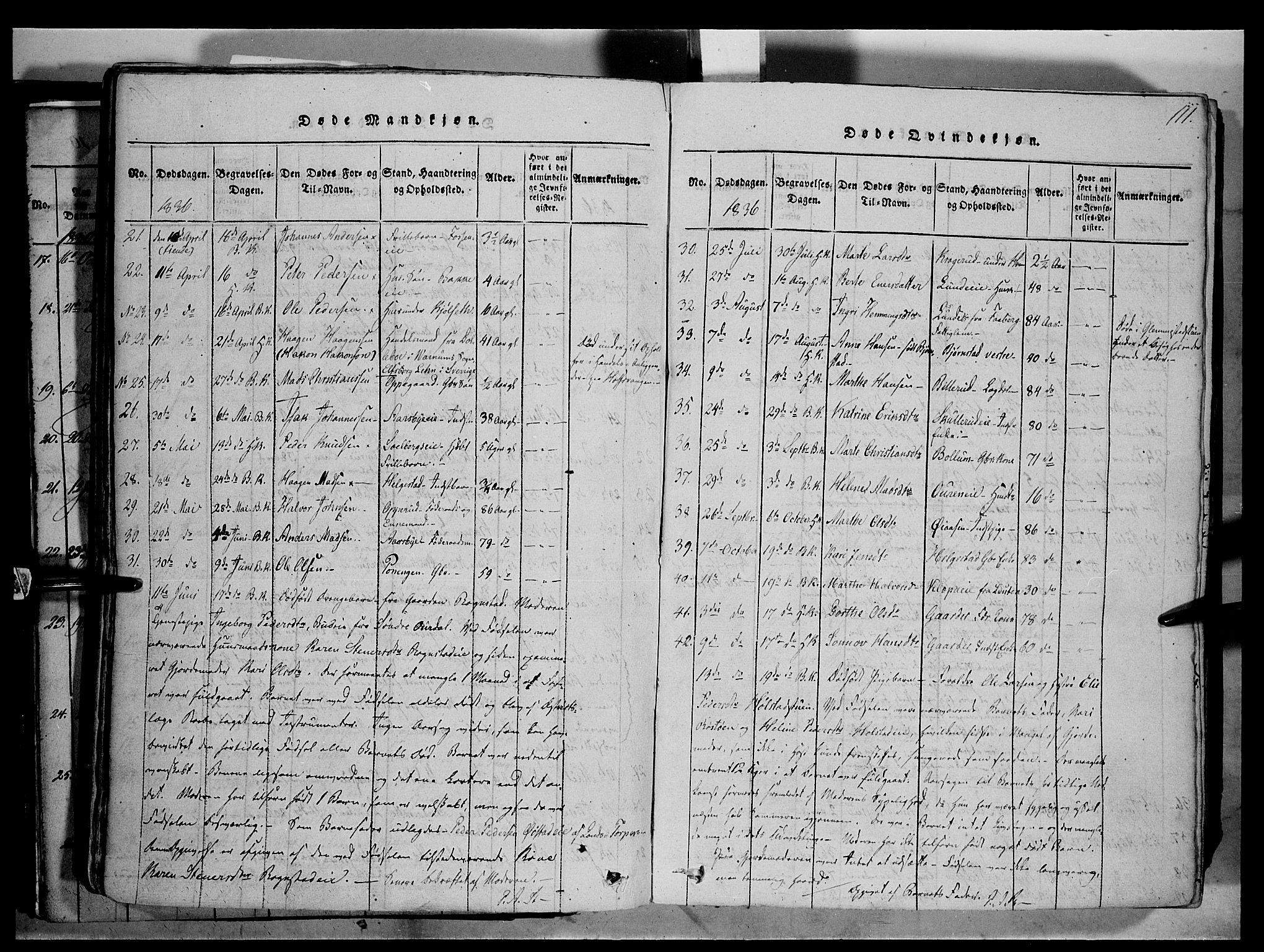 Østre Toten prestekontor, AV/SAH-PREST-104/H/Ha/Haa/L0001: Parish register (official) no. 1, 1828-1839, p. 111