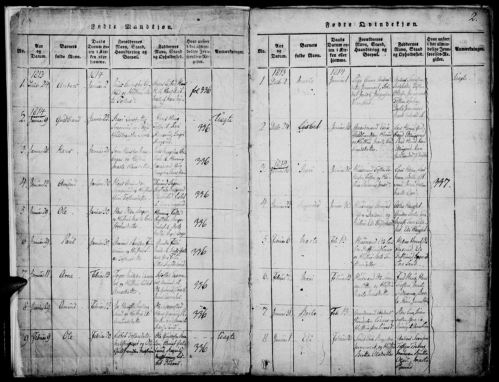 Strøm-Odalen prestekontor, AV/SAH-PREST-028/H/Ha/Haa/L0006: Parish register (official) no. 6, 1814-1850, p. 2