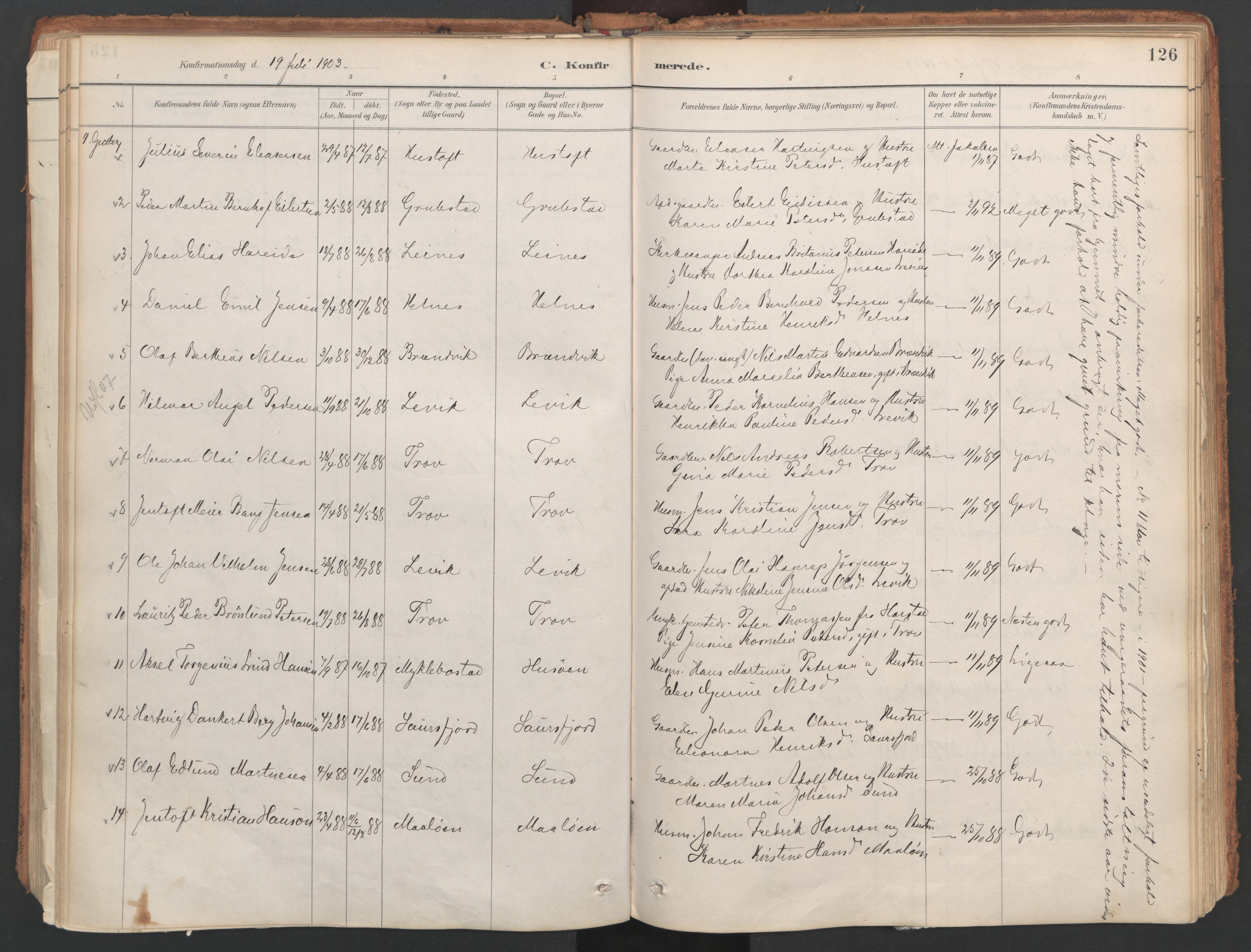 Ministerialprotokoller, klokkerbøker og fødselsregistre - Nordland, SAT/A-1459/857/L0822: Parish register (official) no. 857A02, 1890-1917, p. 126