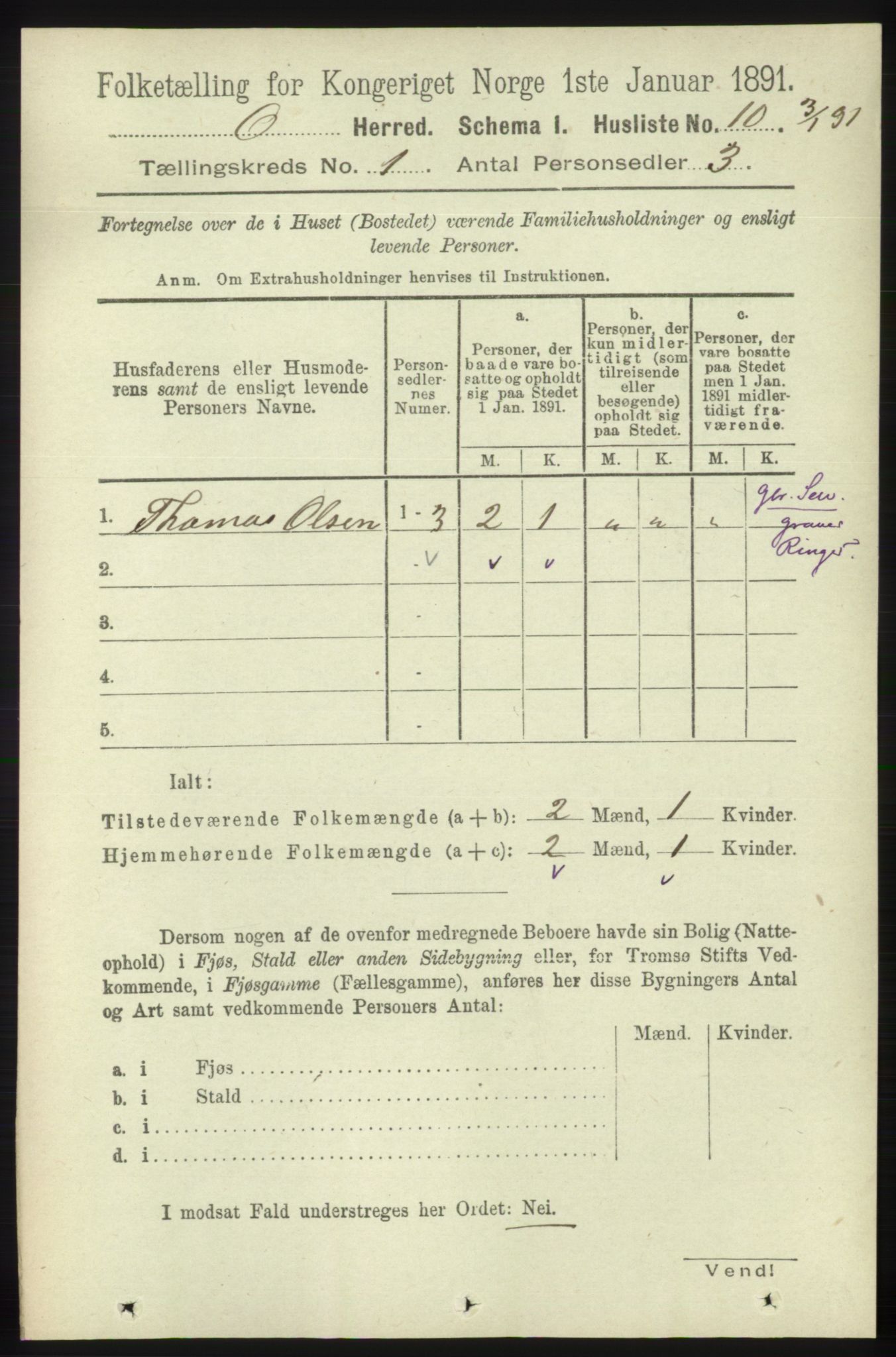 RA, 1891 census for 1243 Os, 1891, p. 45