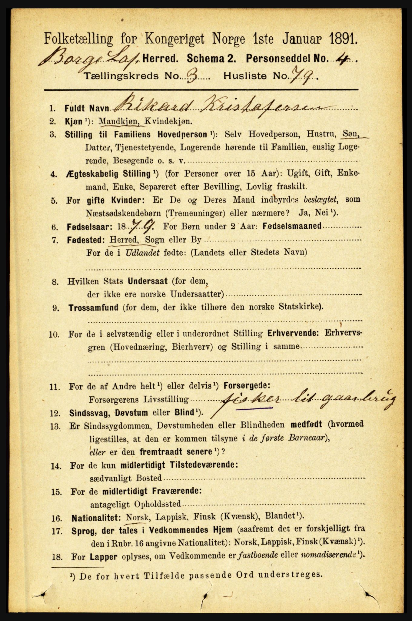 RA, 1891 census for 1862 Borge, 1891, p. 2007