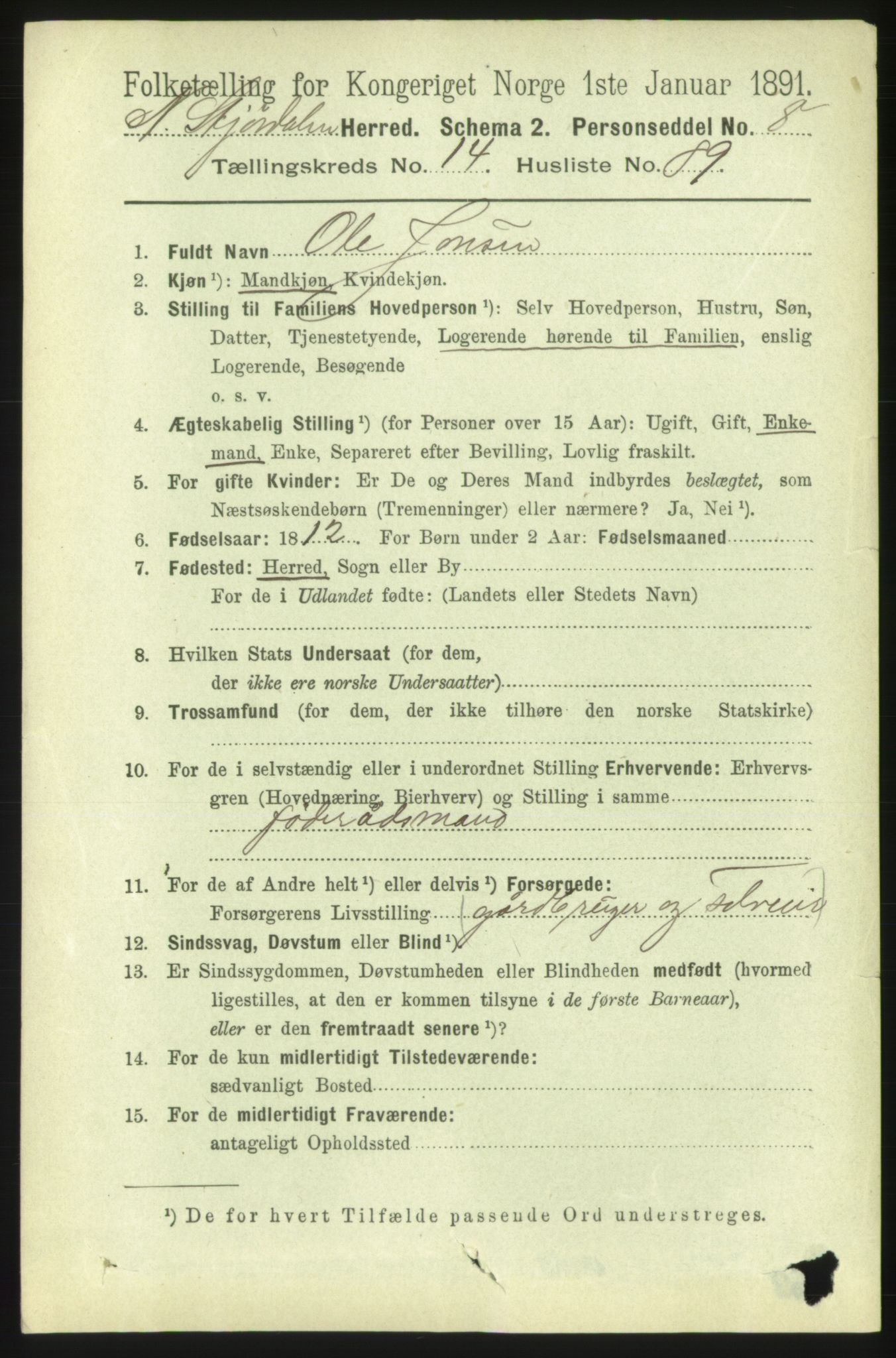 RA, 1891 census for 1714 Nedre Stjørdal, 1891, p. 7008