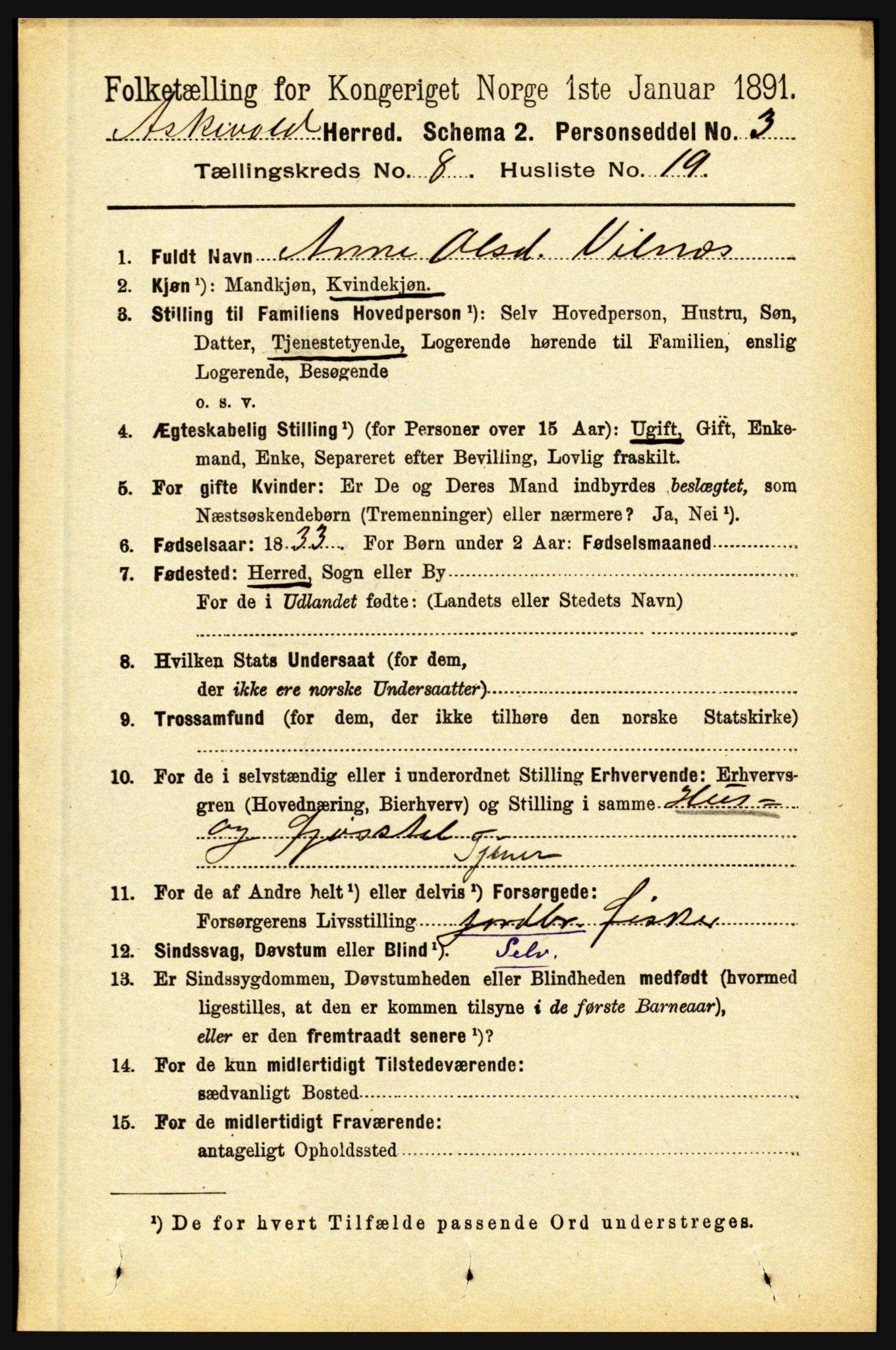 RA, 1891 census for 1428 Askvoll, 1891, p. 2256