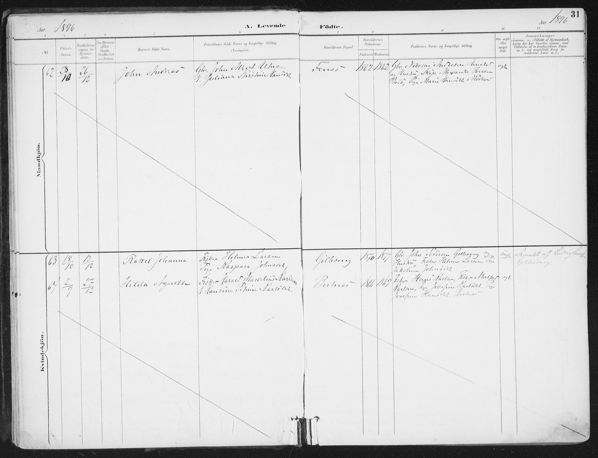 Ministerialprotokoller, klokkerbøker og fødselsregistre - Nordland, AV/SAT-A-1459/802/L0055: Parish register (official) no. 802A02, 1894-1915, p. 31