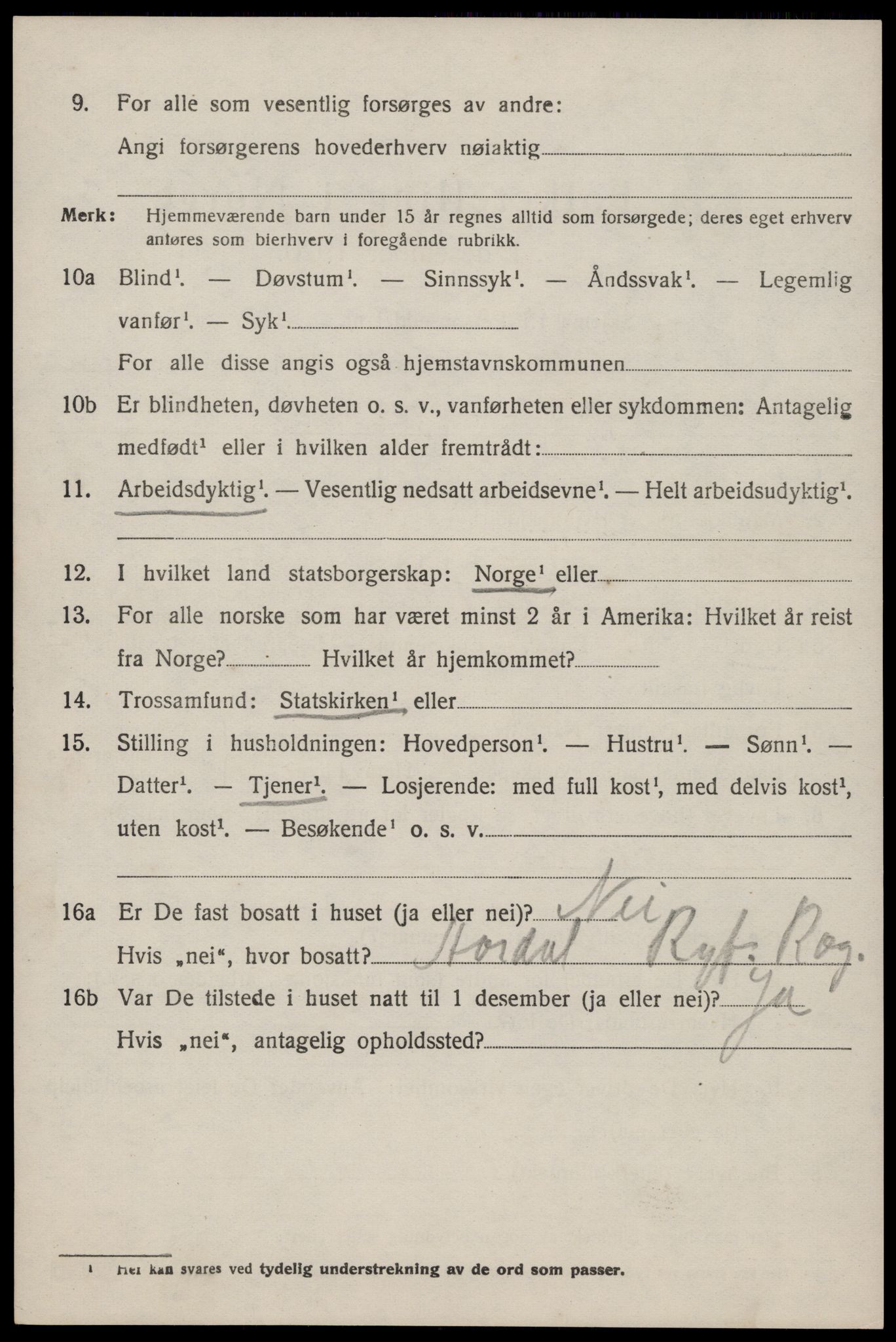 SAST, 1920 census for Hjelmeland, 1920, p. 3106