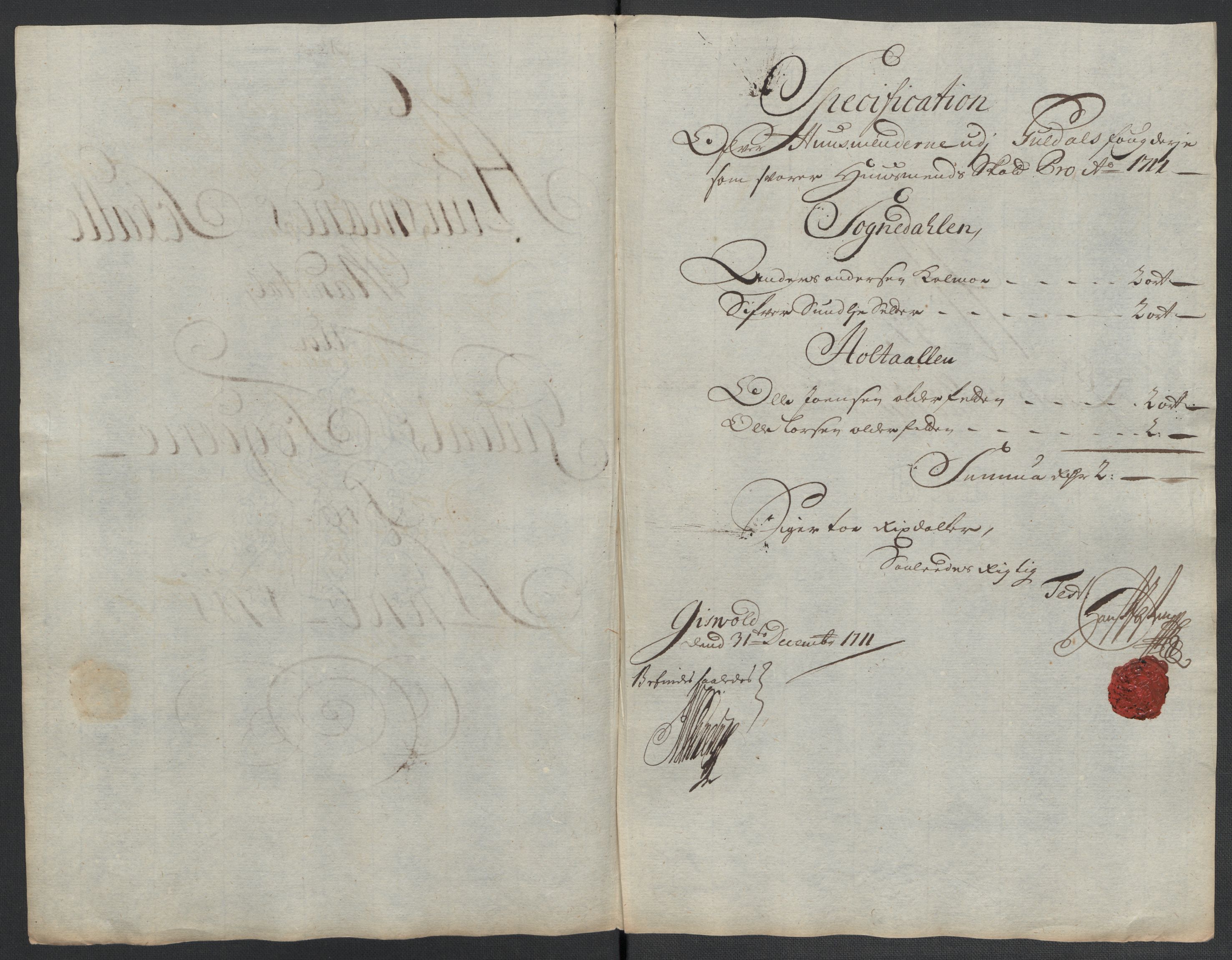 Rentekammeret inntil 1814, Reviderte regnskaper, Fogderegnskap, AV/RA-EA-4092/R60/L3961: Fogderegnskap Orkdal og Gauldal, 1711, p. 344