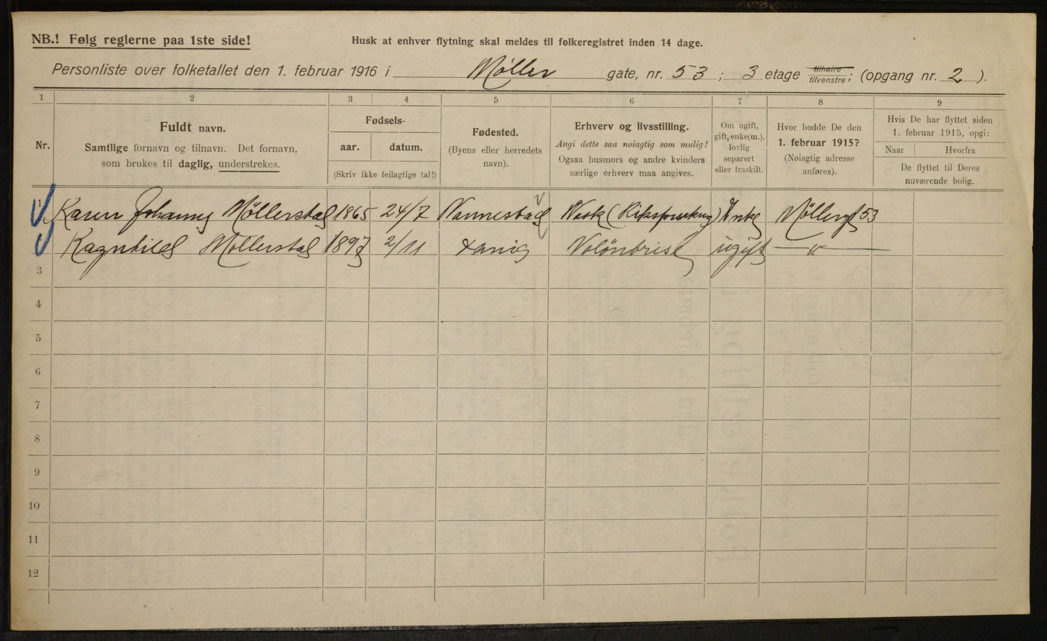 OBA, Municipal Census 1916 for Kristiania, 1916, p. 70733