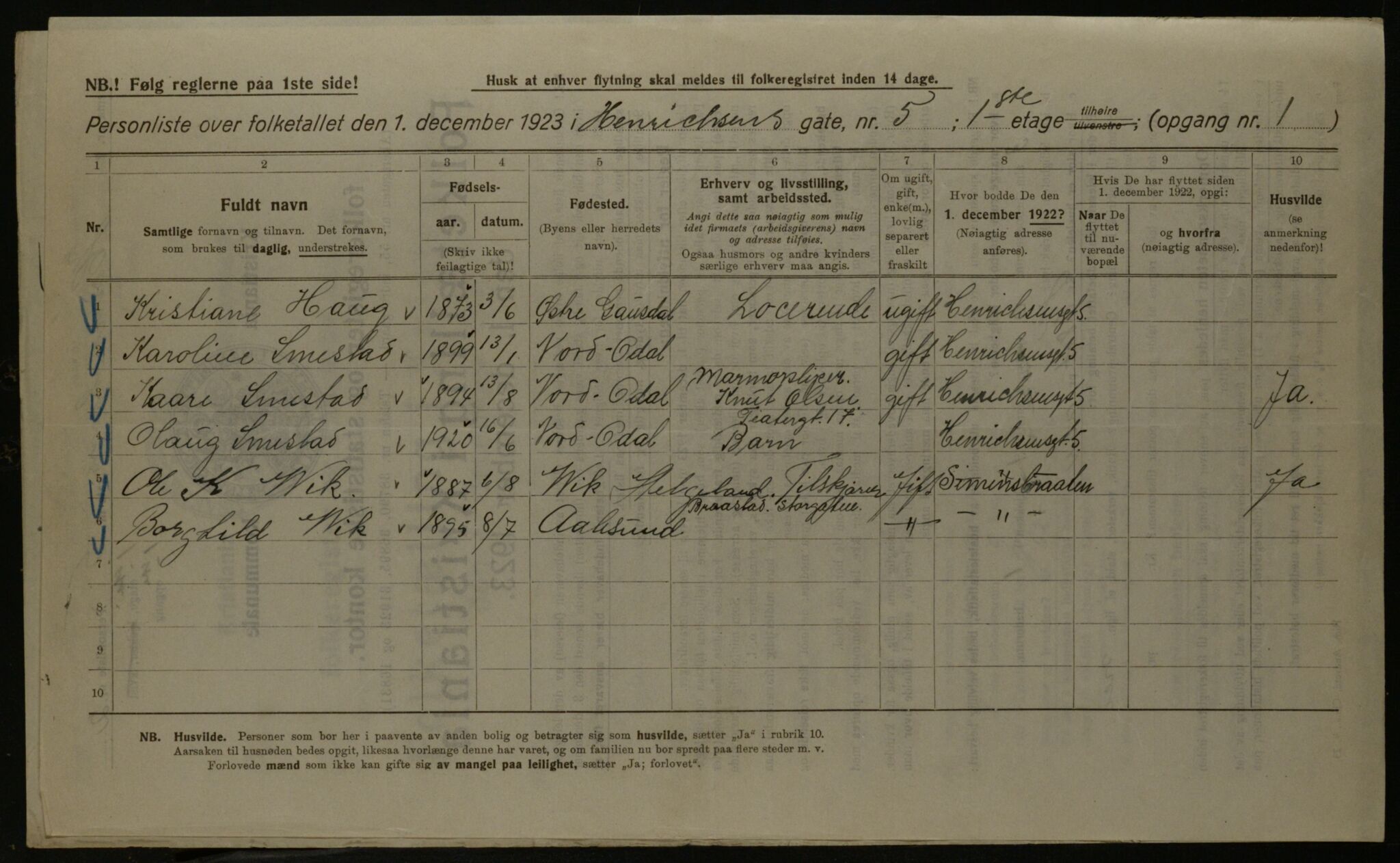 OBA, Municipal Census 1923 for Kristiania, 1923, p. 43292