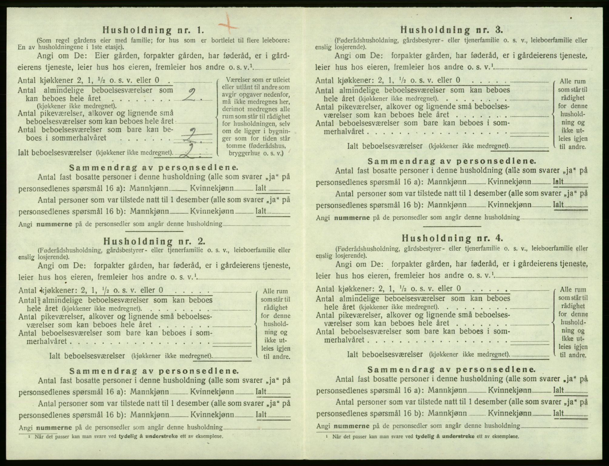 SAB, 1920 census for Tysnes, 1920, p. 1042