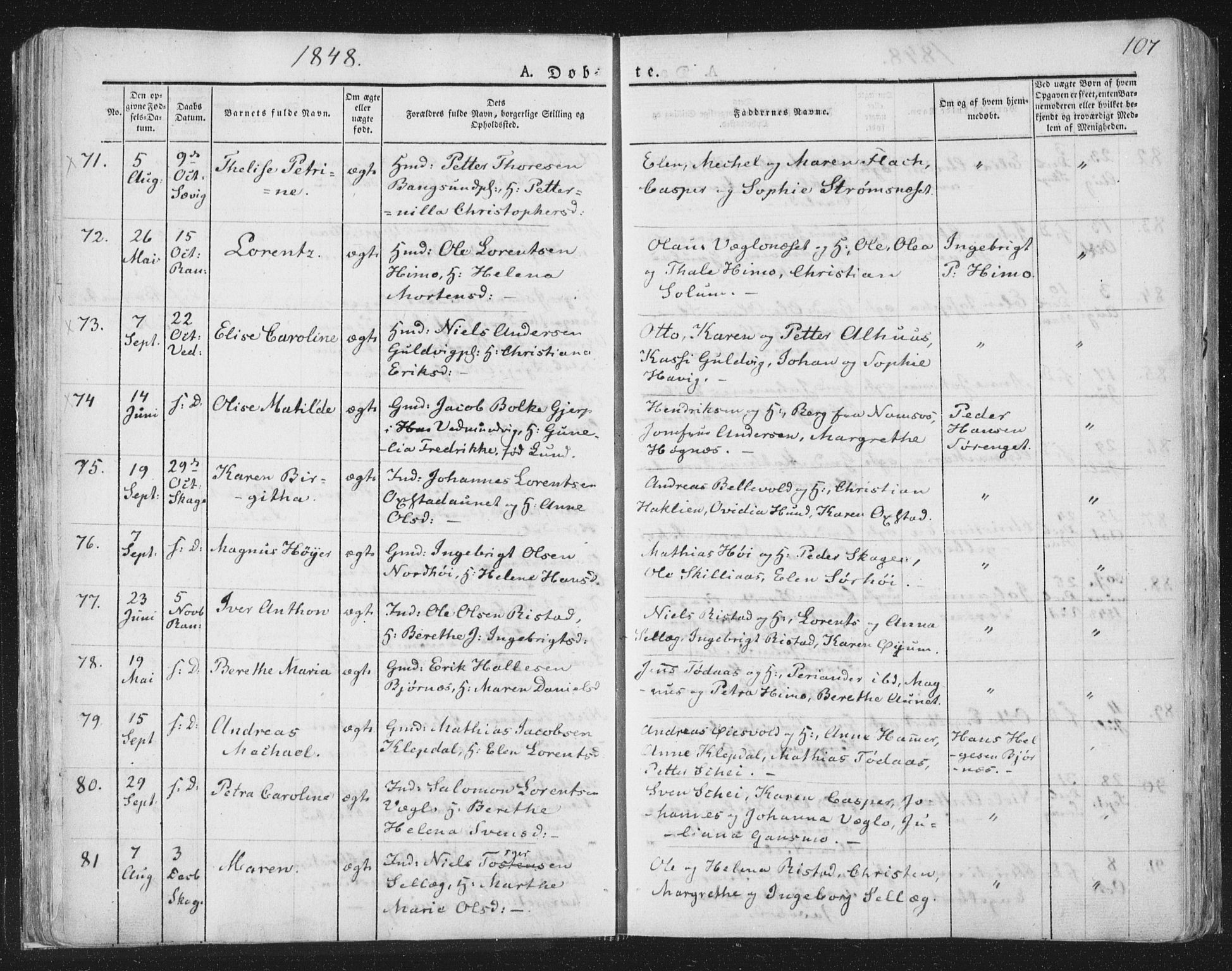 Ministerialprotokoller, klokkerbøker og fødselsregistre - Nord-Trøndelag, SAT/A-1458/764/L0551: Parish register (official) no. 764A07a, 1824-1864, p. 107