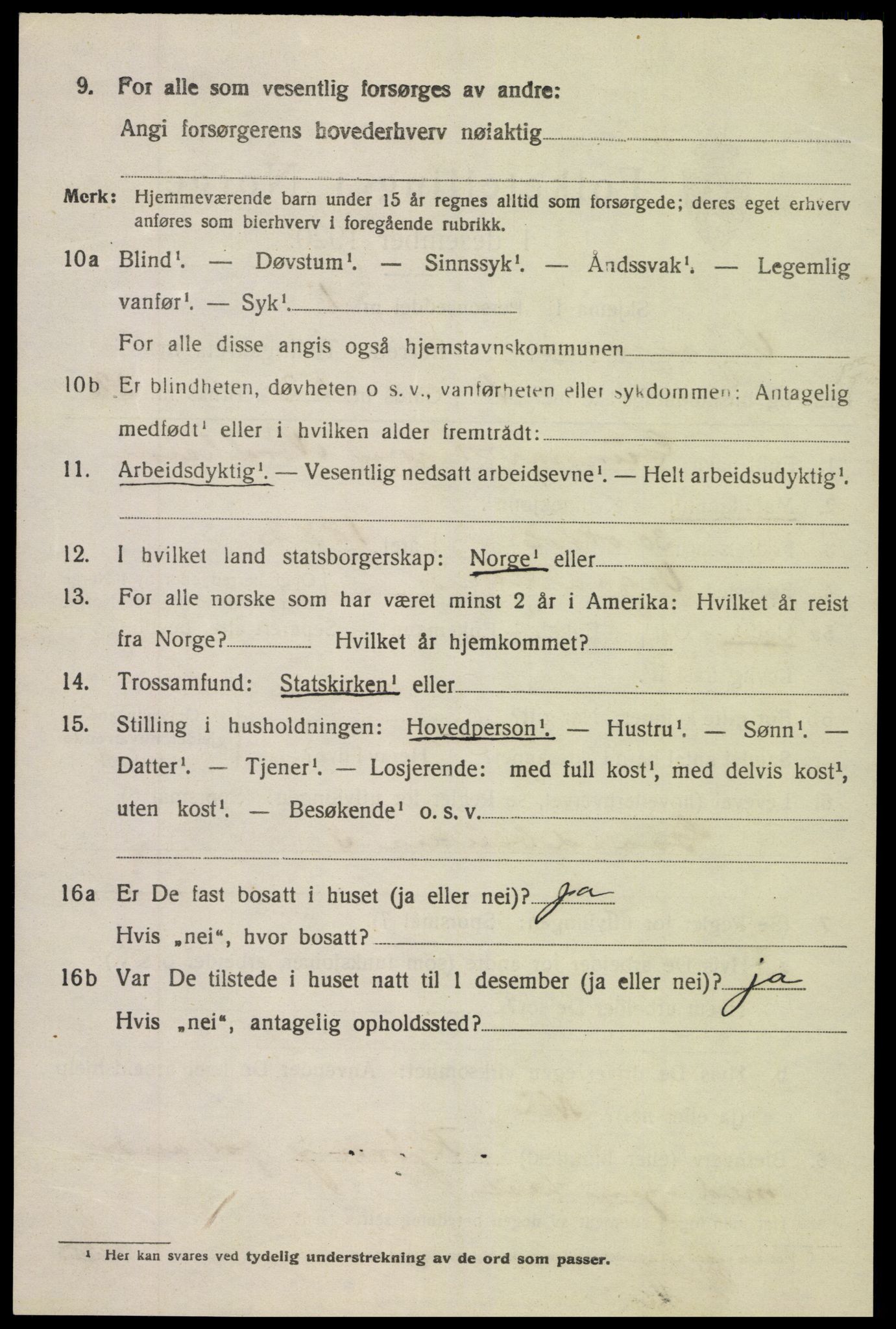 SAK, 1920 census for Vegårshei, 1920, p. 1217